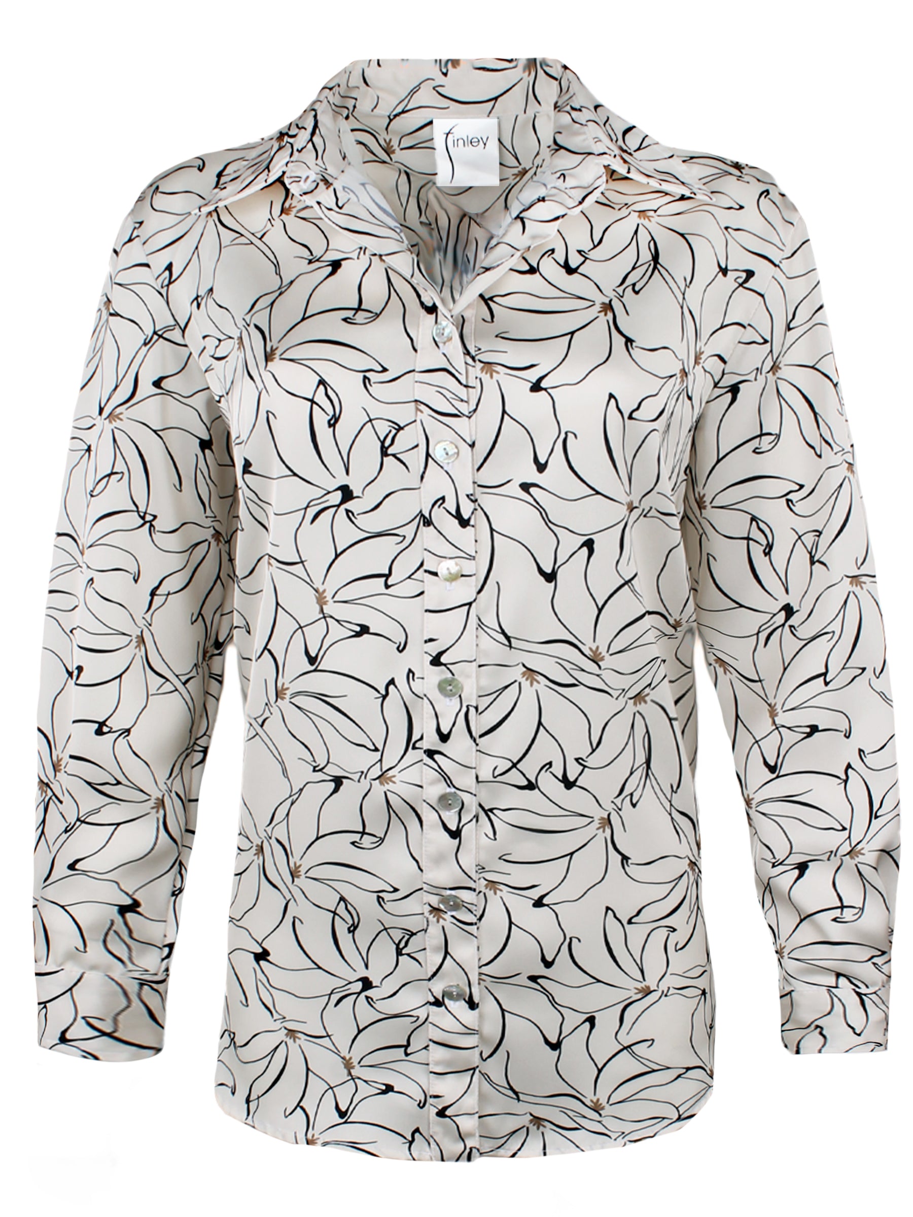 Monica Floral Oversized Shirt - Dancing Lilies Print Women's Blouse | Casual Boho Chic Top for Summer, Beach & Vacation Outfits