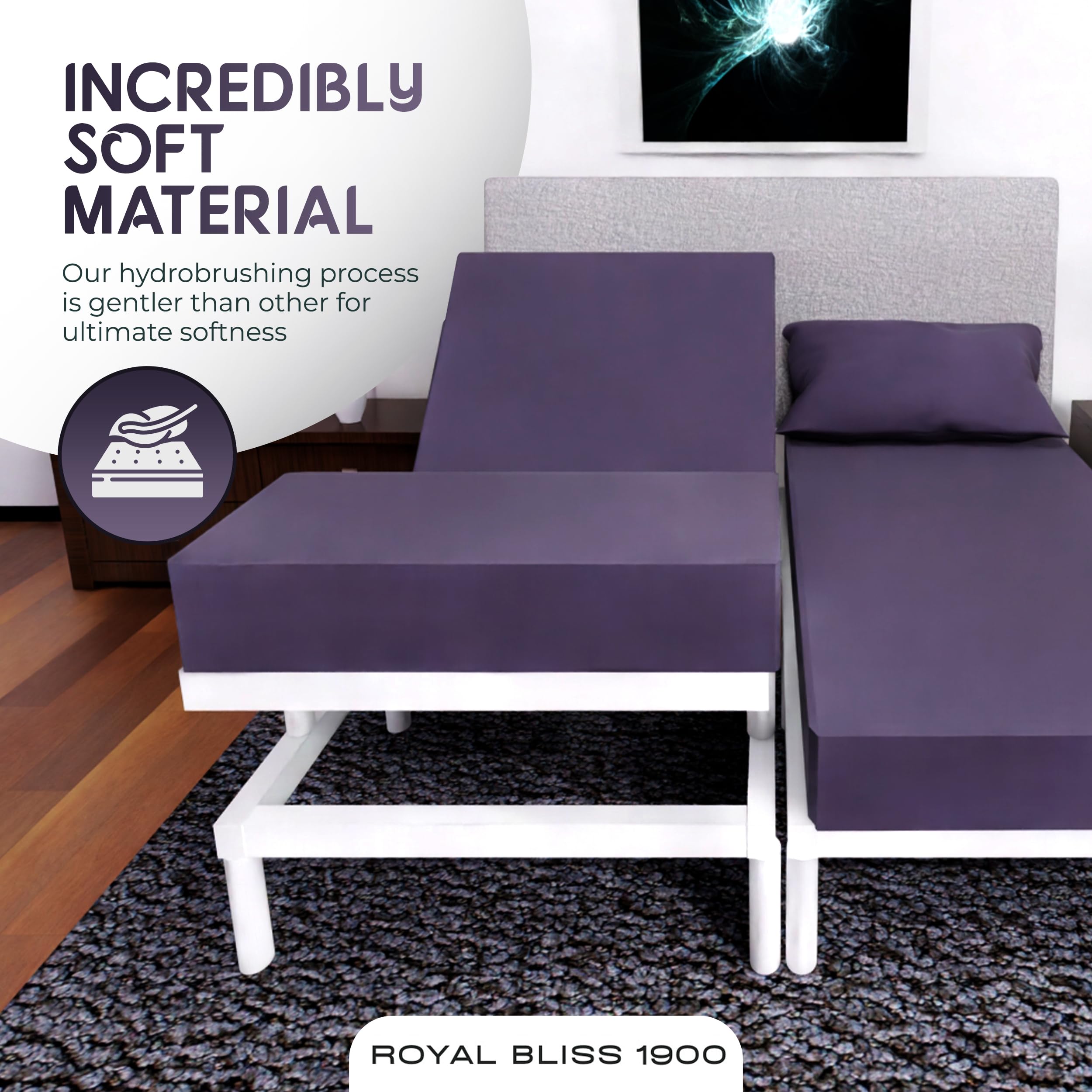 Split California King Sheets Set - 5 Piece Adjustable Bed Sheets for Split Cal King Beds | Soft Breathable Fabric | Perfect for Adjustable Beds, Sleep Number Beds & Couples with Different Sleeping Preferences (Plum)