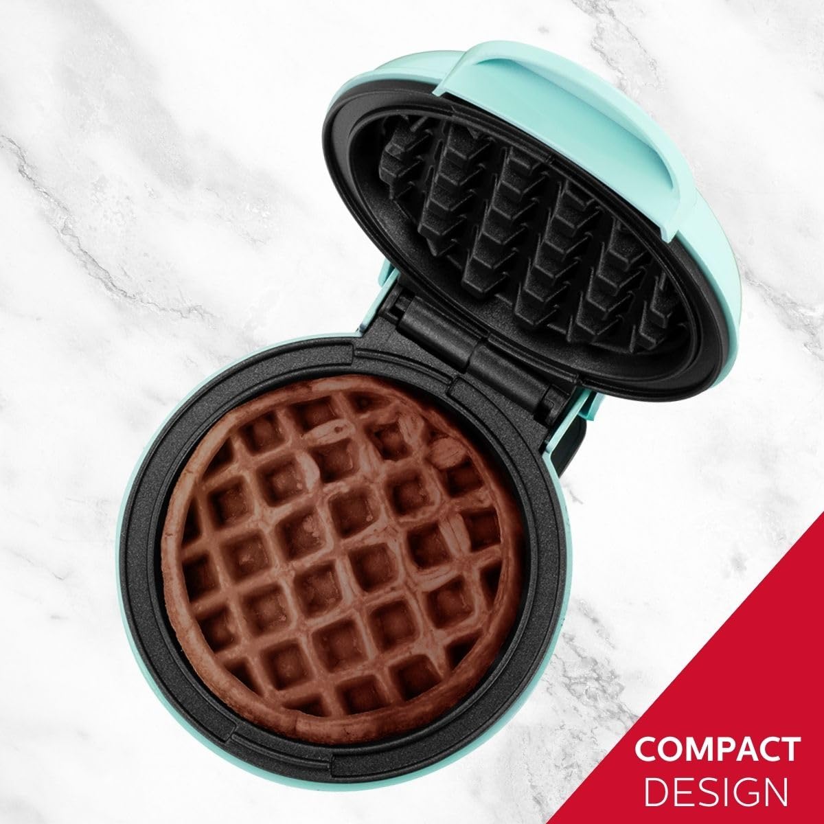 **Holstein Housewares Mini Waffle Maker - 4-inch Non-Stick Waffle Iron for Quick Breakfast, Brunch & Snacks - Perfect for Dorms, Offices & Small Kitchens (Mint Green)**