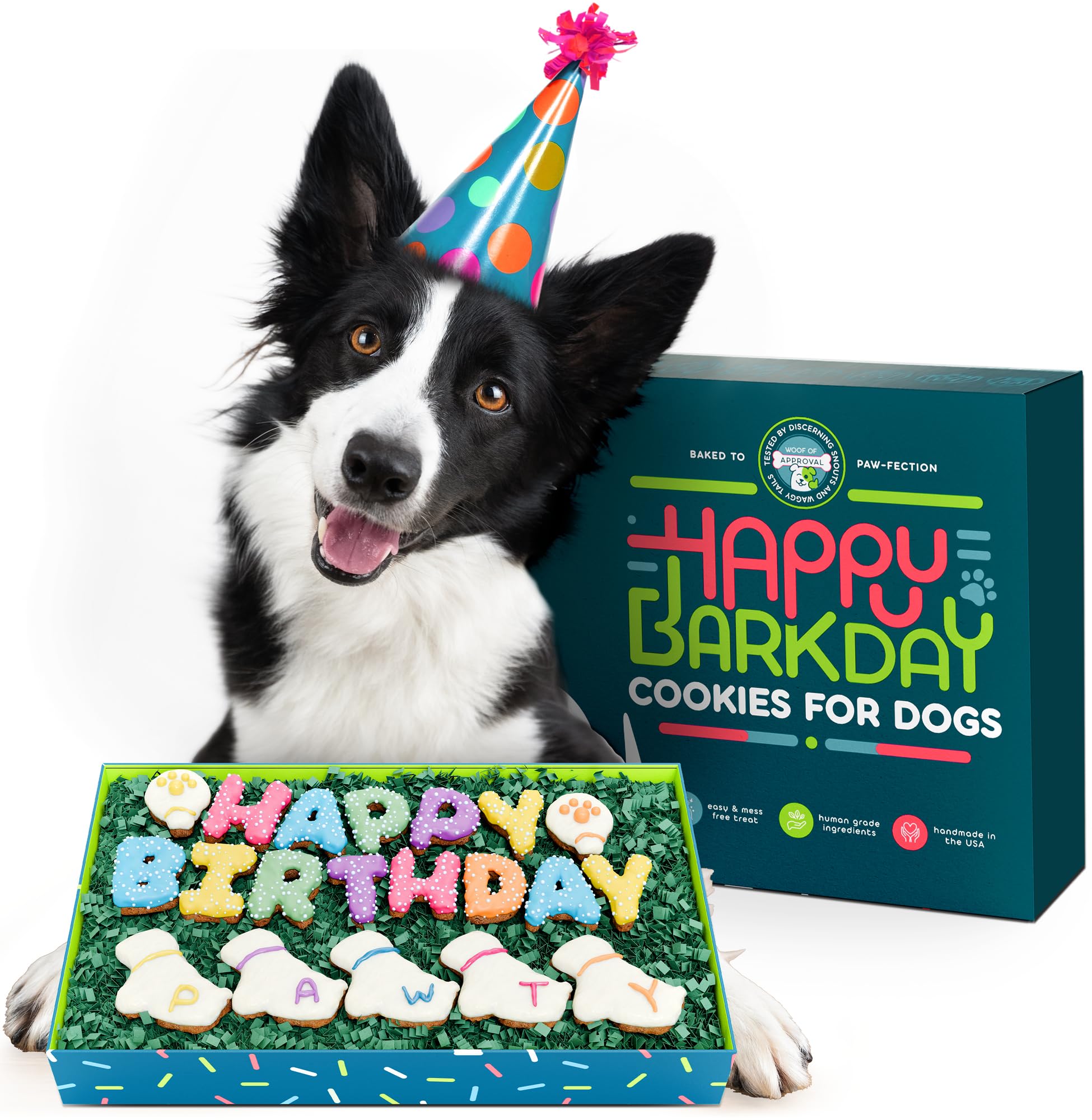 Healthy Dog Birthday Cookies - All-Natural Treats for Puppies & Adult Dogs - Human-Grade Ingredients - Happy Birthday Gift for Boy or Girl Dogs - Fresh Baked in USA - Perfect for Birthday Parties, Training Rewards & Special Occasions