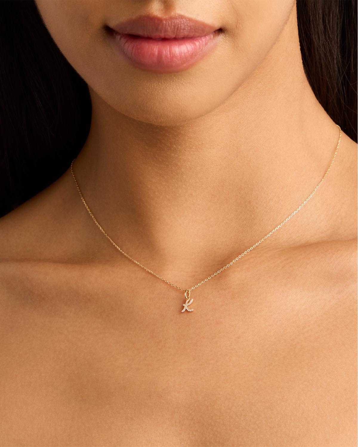 14K Solid Gold Forever Love Diamond Letter Necklace Pendant - Personalized Initial Jewelry Gift for Women, Perfect for Valentine's Day, Anniversary & Special Occasions