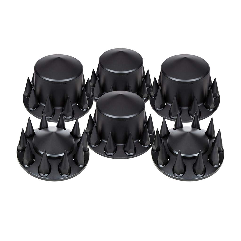 33MM Thread On Pointed Matte Black Dome Axle Cover Combo Kit with Nut Cover Tool - Perfect for Car Wheel Hub Protection & Customization (Truck, SUV, Motorcycle Accessory)