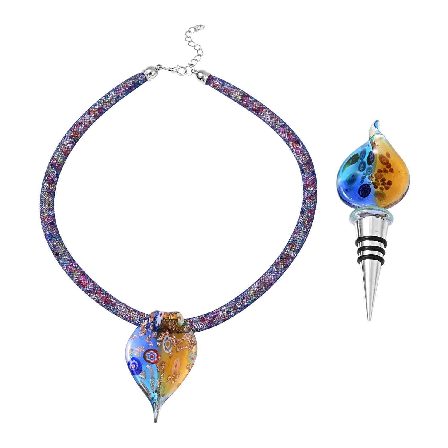 SHOP LC Glass Resin Bottle Stopper Pendant Necklace for Women - 20