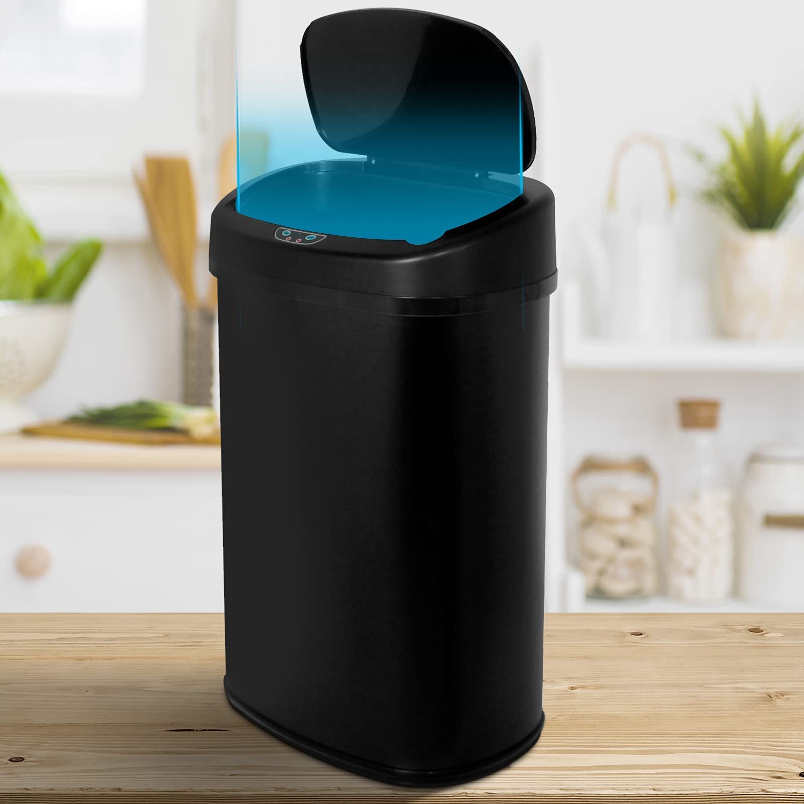 13.2 Gallon Automatic Touch Sensor Trash Can with Odor Control - Stainless Steel Silent Garbage Bin with Lid for Kitchen, Home, Office & Bedroom - 50L Capacity (Black) | Perfect for Modern Spaces & Odor-Free Waste Disposal