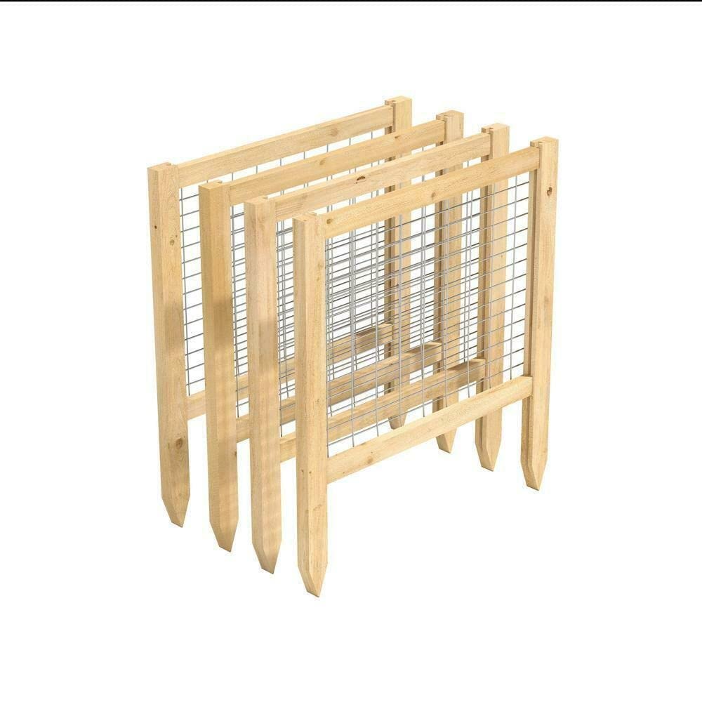 BiYeer 23.5 Inch Cedar Garden Fence - 4 Pack Small Animal Barrier, Decorative Outdoor Fencing for Rabbits, Chickens, and Pets - Perfect for Yard Protection, Garden Borders, and Landscape Design
