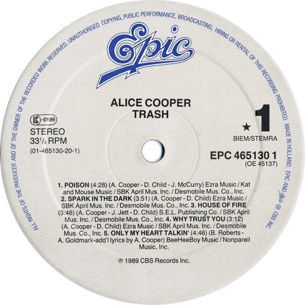 Alice Cooper Trash Vinyl LP Album (VG+ Condition) – Perfect for Rock Music Collectors & Vinyl Enthusiasts