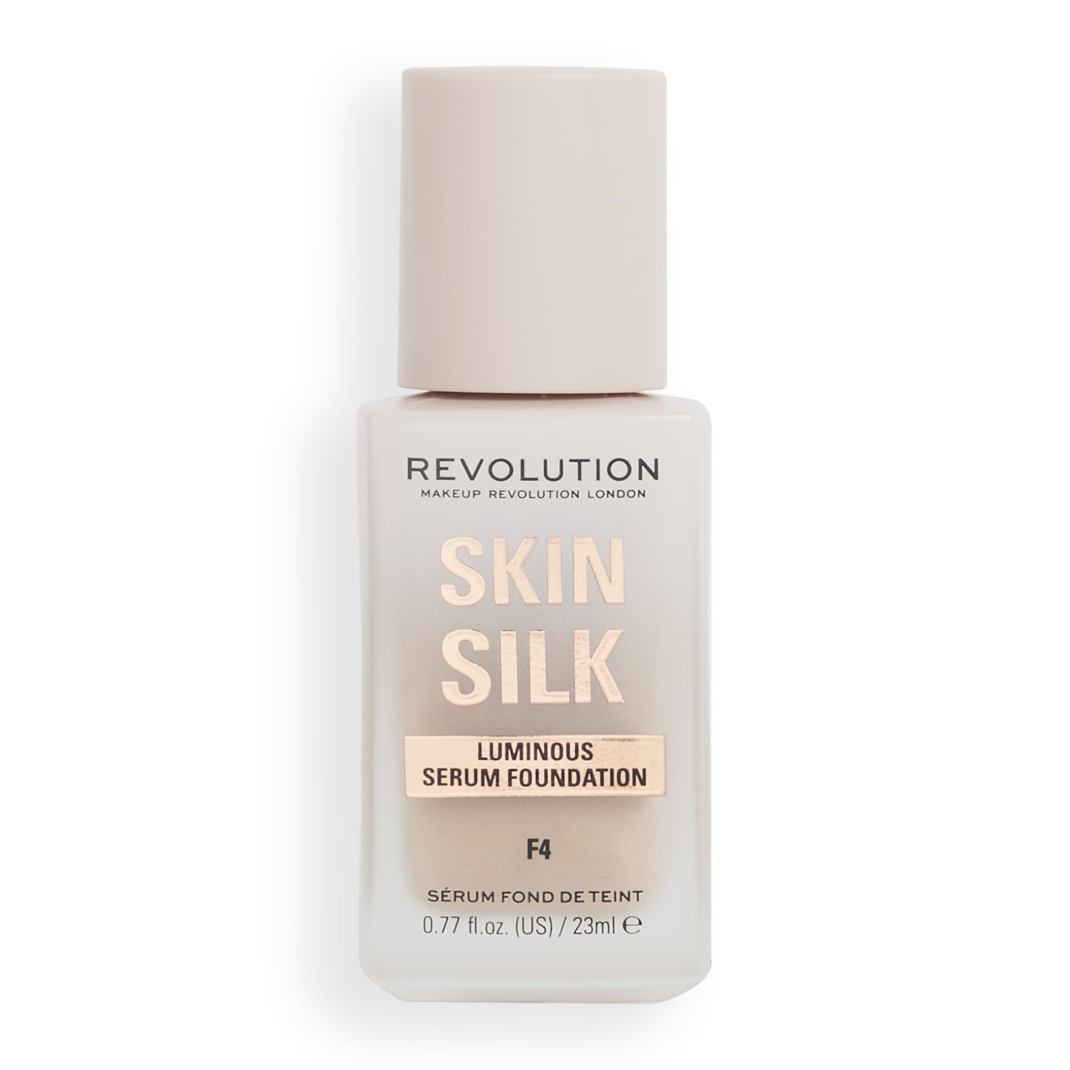 Revolution Beauty Skin Silk Serum Foundation - Light to Medium Coverage, Hydrating & Radiant with Hyaluronic Acid, Shade F4 for Light Skin Tones, 0.77 Fl Oz | Perfect for Daily Wear & Natural Makeup Looks