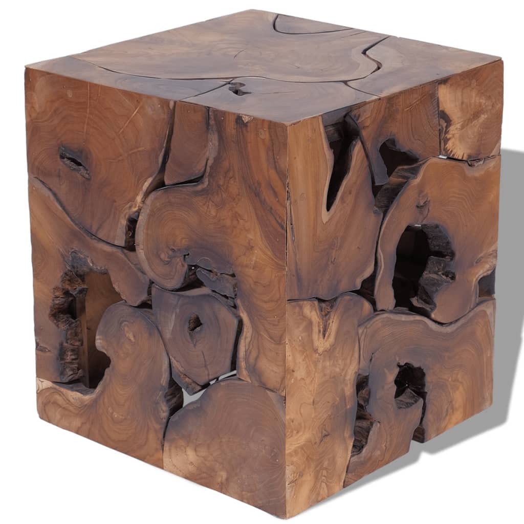 CHARMMA Solid Teak Stool and Coffee Table - 52KG Heavy Duty - Perfect for Living Room, Patio, and Outdoor Decor