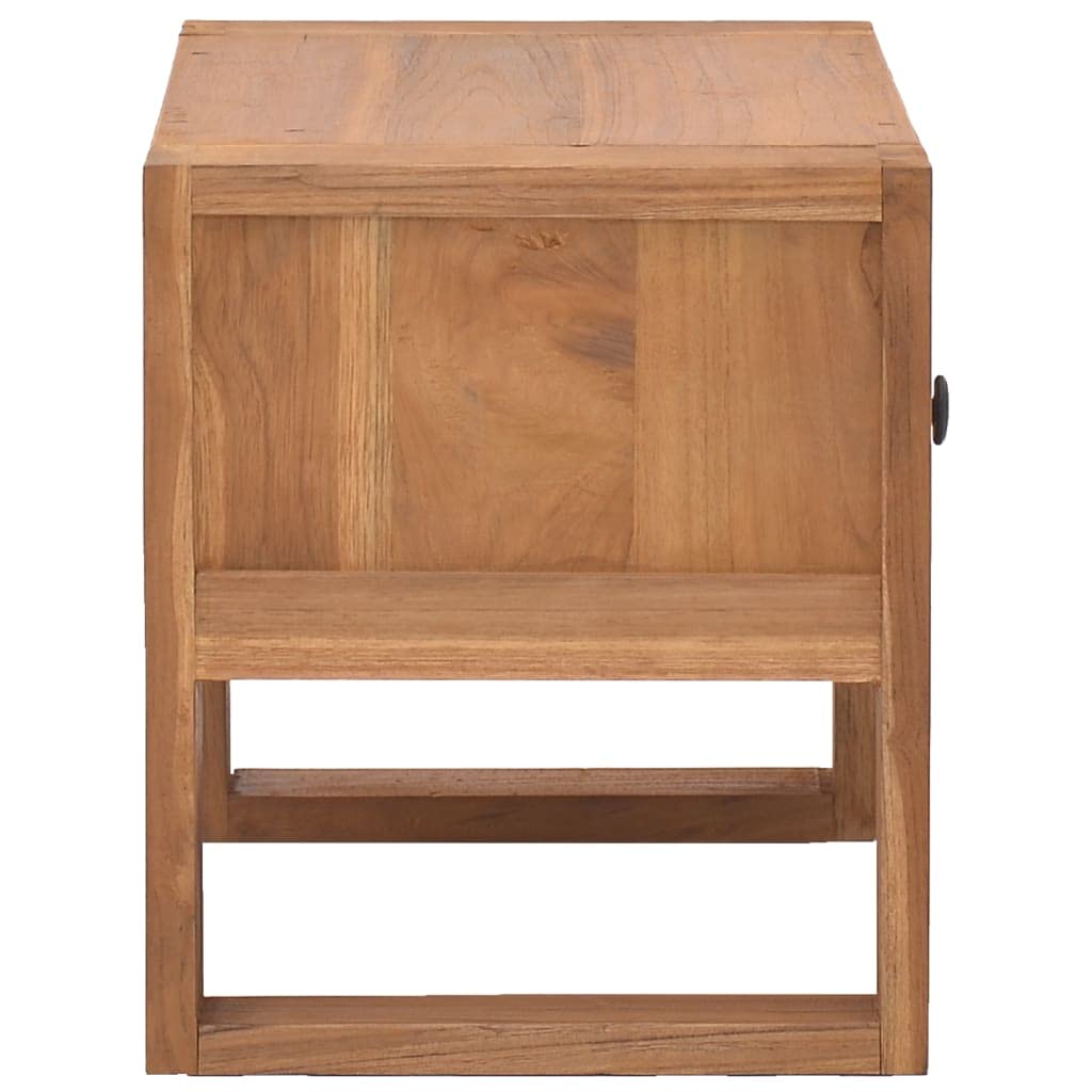 Modern Nightstand with Drawer - Solid Teak Wood Bedside Table (19.7