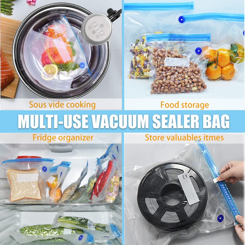 Premium Reusable Sous Vide Bags - 20 Pack (8.3x8.7in/21x22cm) BPA Free Vacuum Sealer Bags for Fresh Food Storage - Perfect for Meal Prep, Sous Vide Cooking & Freezer Organization