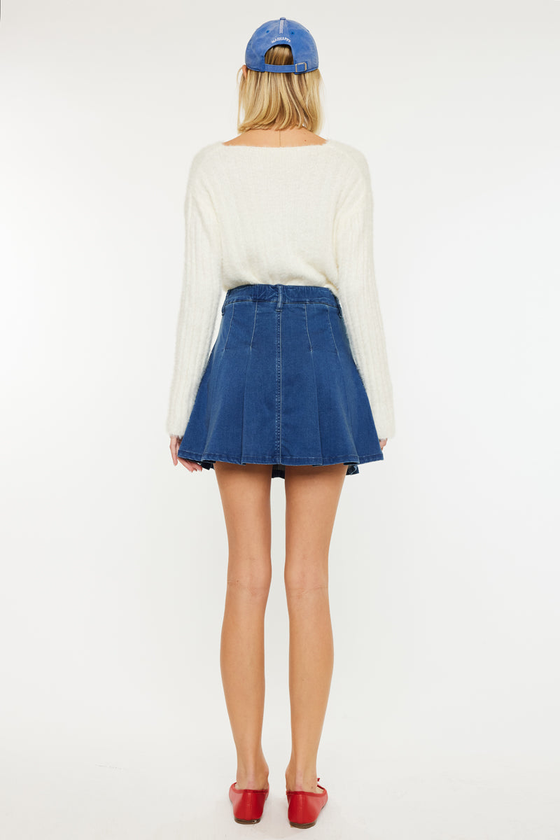 Sandy High Rise Pleated Mini Skort - Women's Fashion Skirt with Pockets for Running, Tennis & Casual Wear