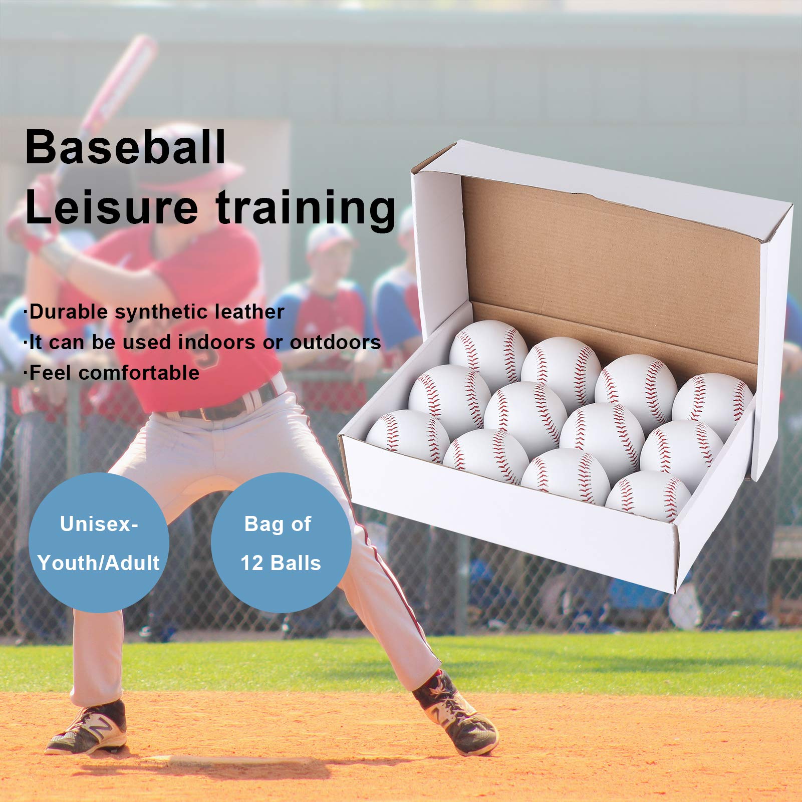 Official League 12-Pack Baseballs - 9 Inch Practice Training Balls for Youth & Adult Players | Unmarked Autograph Baseballs (One Dozen) | Perfect for Recreational Games, Team Practice & Collecting
