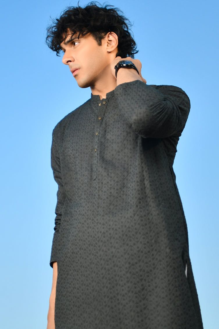 Premium Cotton Green Kurta Pajama Set by J. Junaid Jamshed - Traditional Pakistani Outfit for Men - Perfect for Eid, Weddings & Festive Occasions