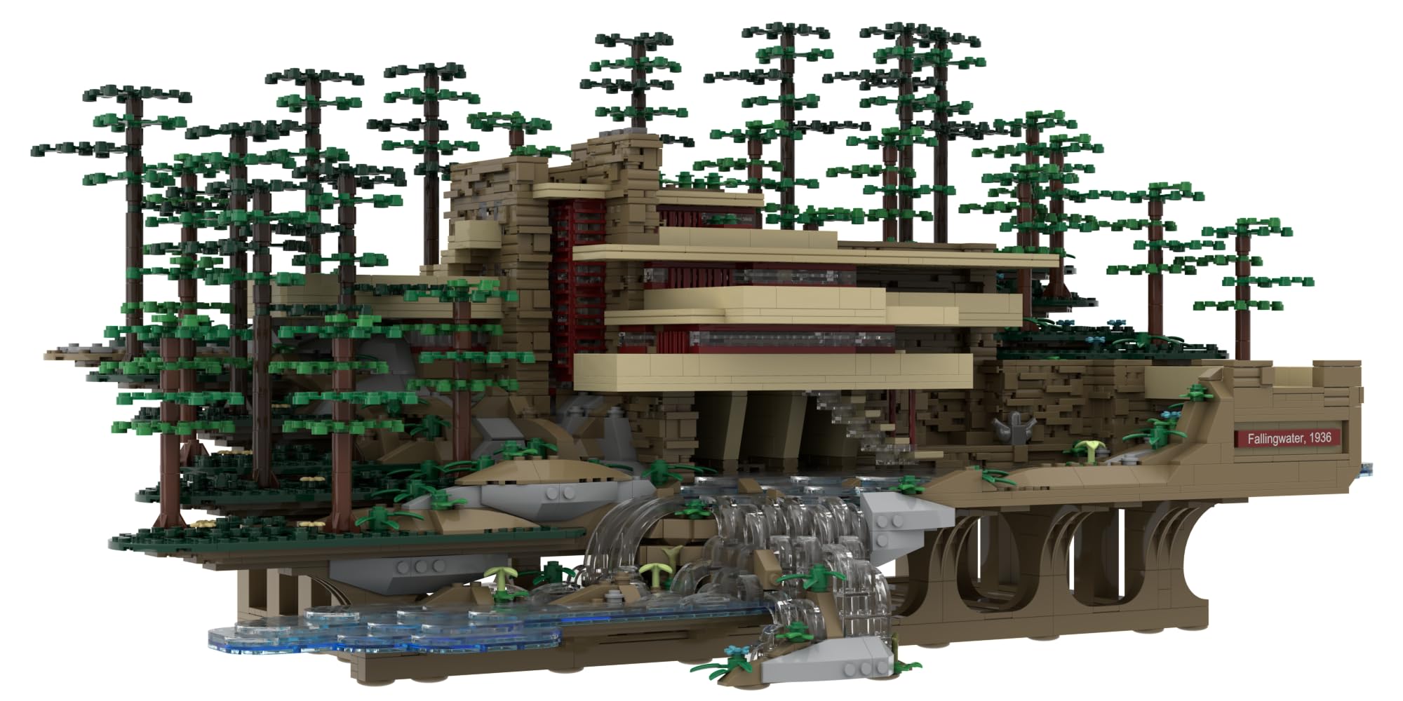 Atom Brick Fallingwater Architectural Building Set - 3D Puzzle Model Kit for Adults & Teens - Perfect for Home Decor, Gift, and STEM Learning