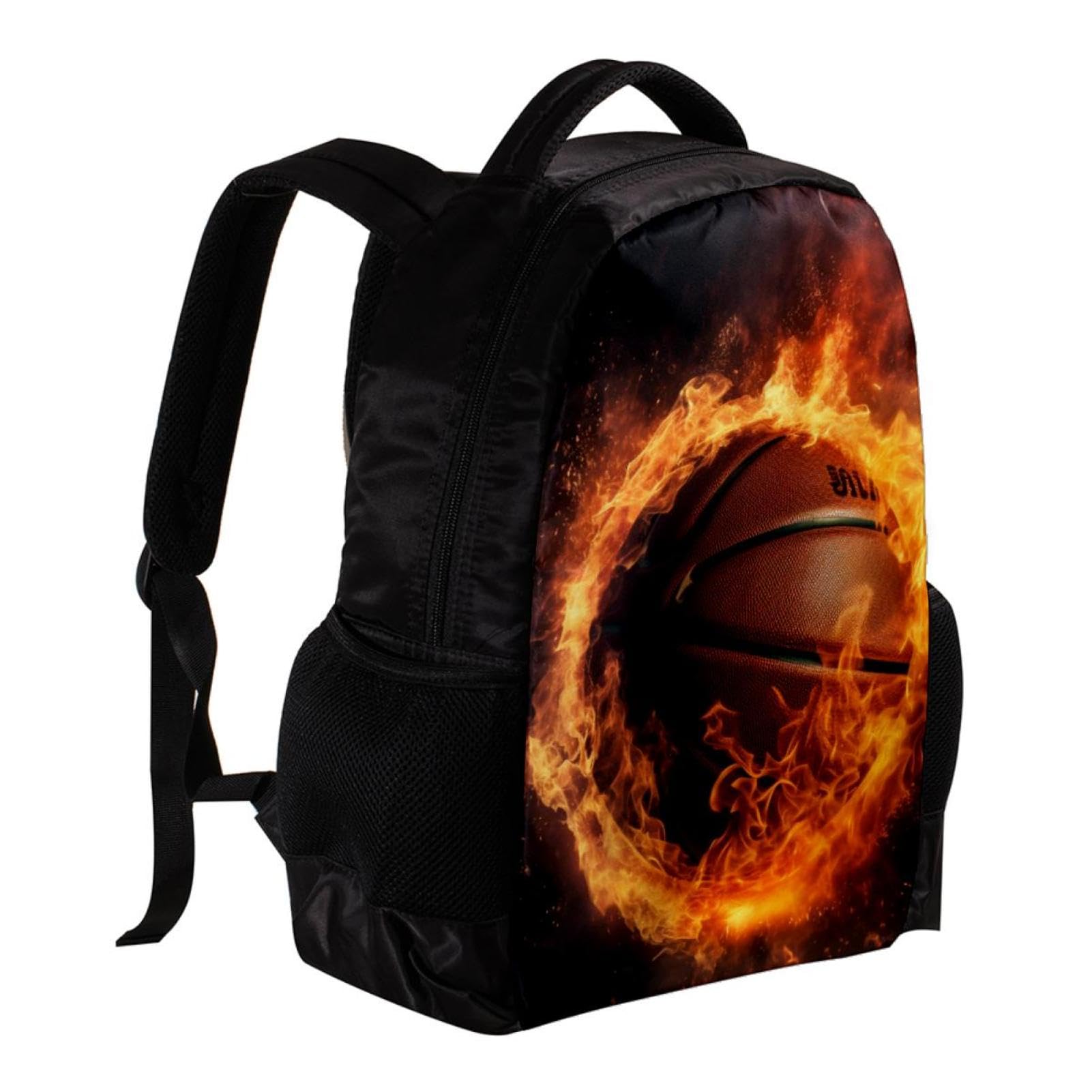 Stylish Flame & Retro Basketball Backpack for Women & Men - Durable Travel Backpack for School, Gym, Work & Outdoor Adventures