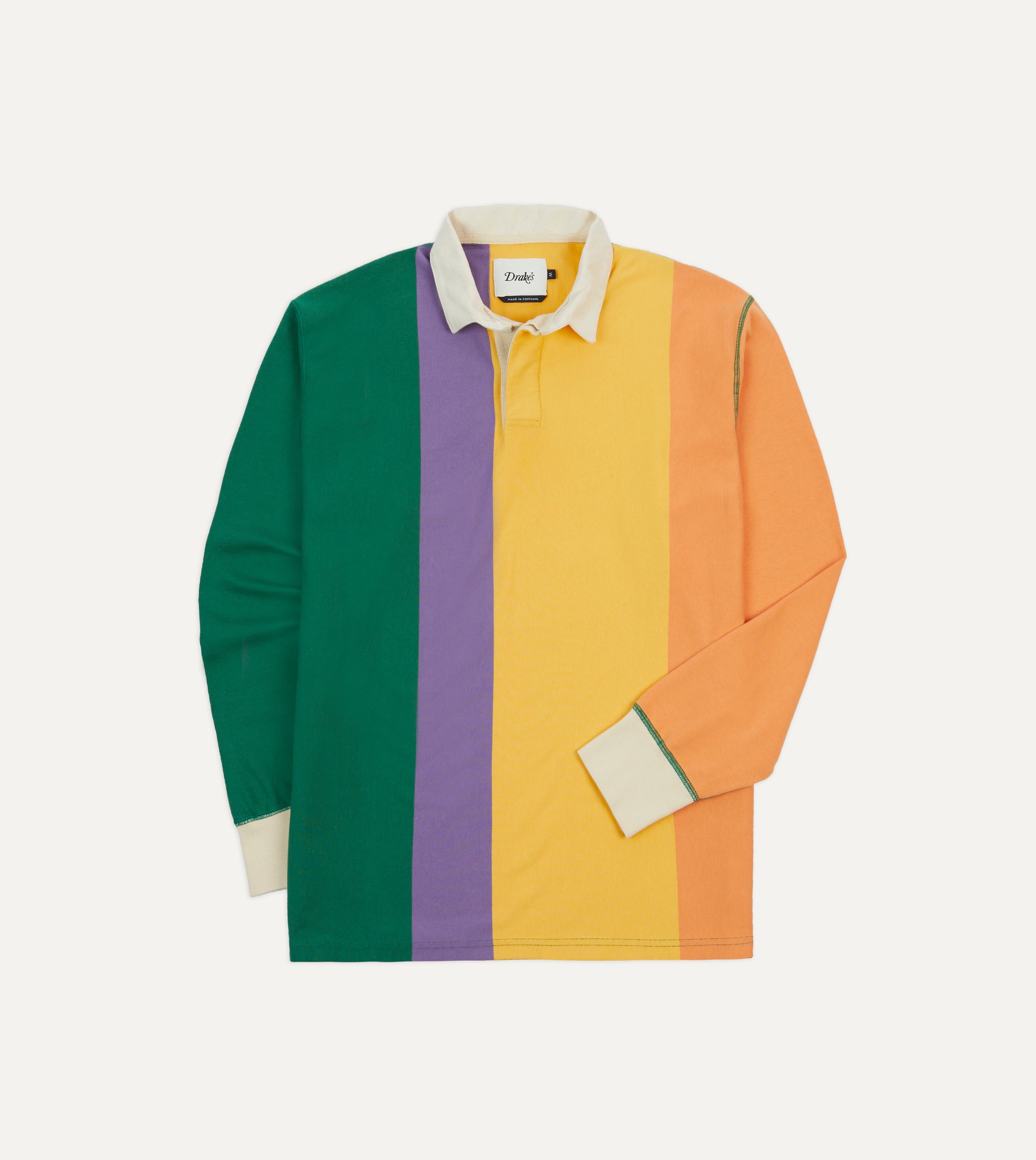 Men's Multi Vertical Stripe Cotton Rugby Shirt - Classic Casual Sportswear for Rugby, Golf & Outdoor Activities