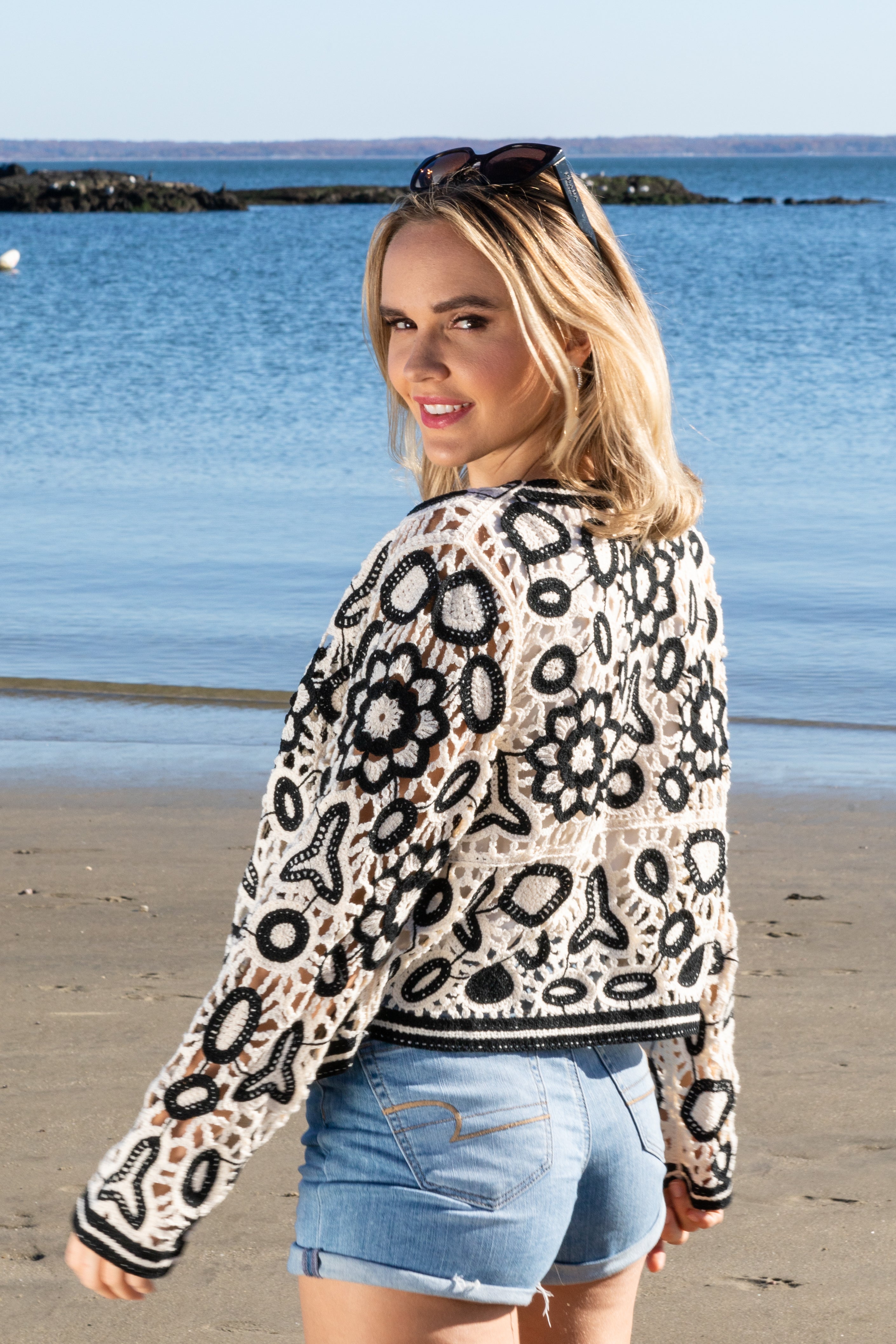 Elegant Floral Lace Crochet Short Jacket for Women - Boho Chic Summer Cover Up - Perfect for Beach, Wedding & Date Night Outfits