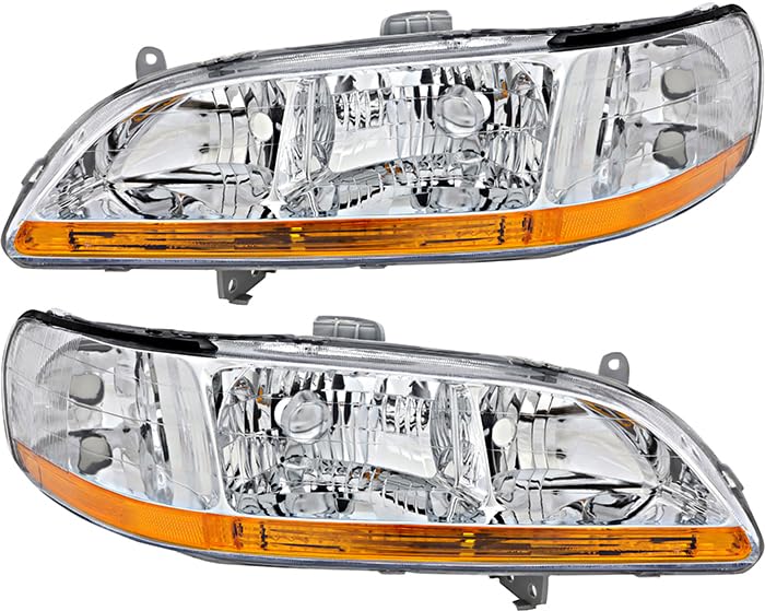 Honda Accord Headlights Replacement Set - Compatible with 1998-2000 Models (Driver & Passenger Side) | Halogen Bulbs Included | Perfect for Night Driving & Foggy Conditions