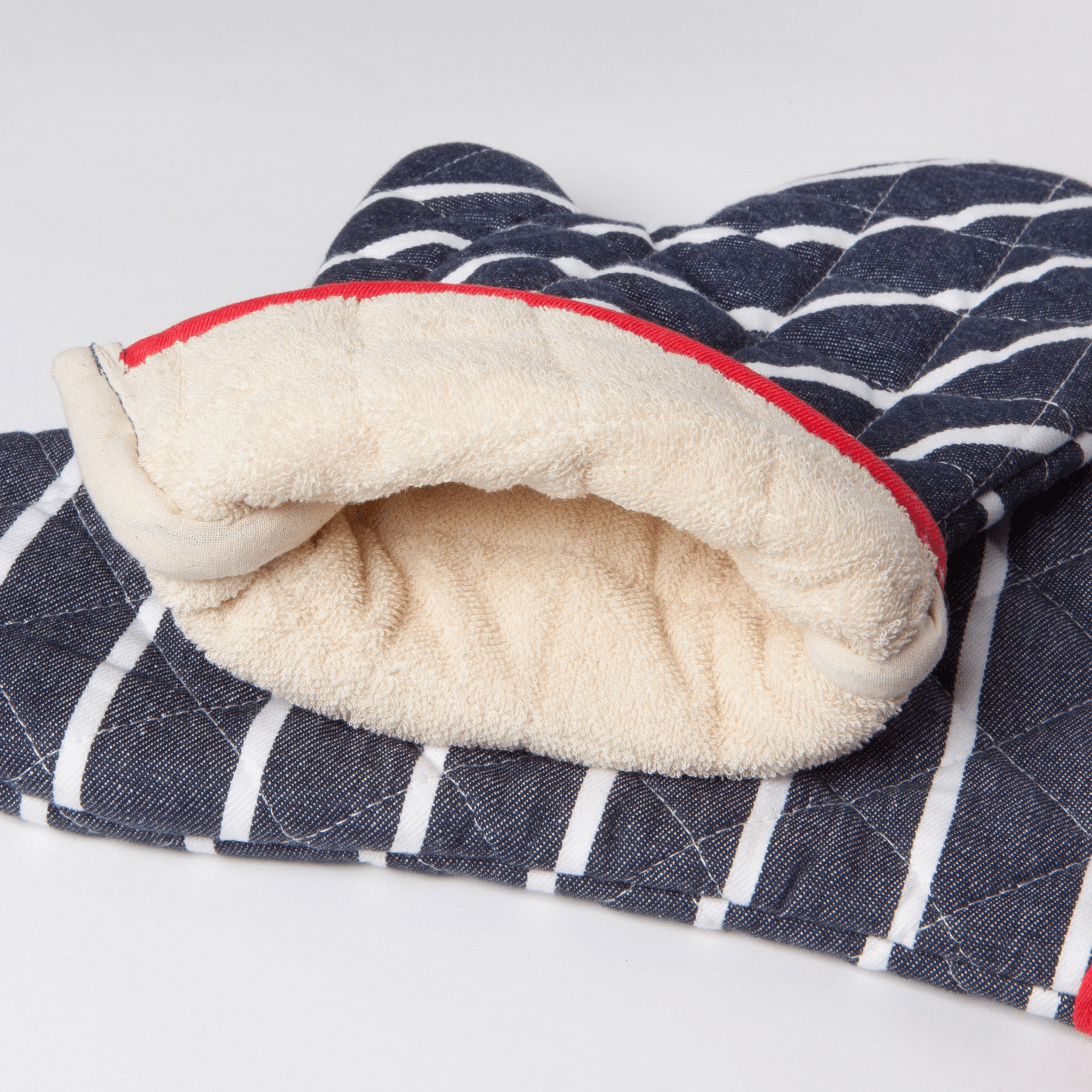 Now Designs Premium Butcher Stripe Oven Mitt - Heat Resistant Kitchen Glove for Baking, Grilling & Cooking - Perfect for Home Chefs & BBQ Enthusiasts