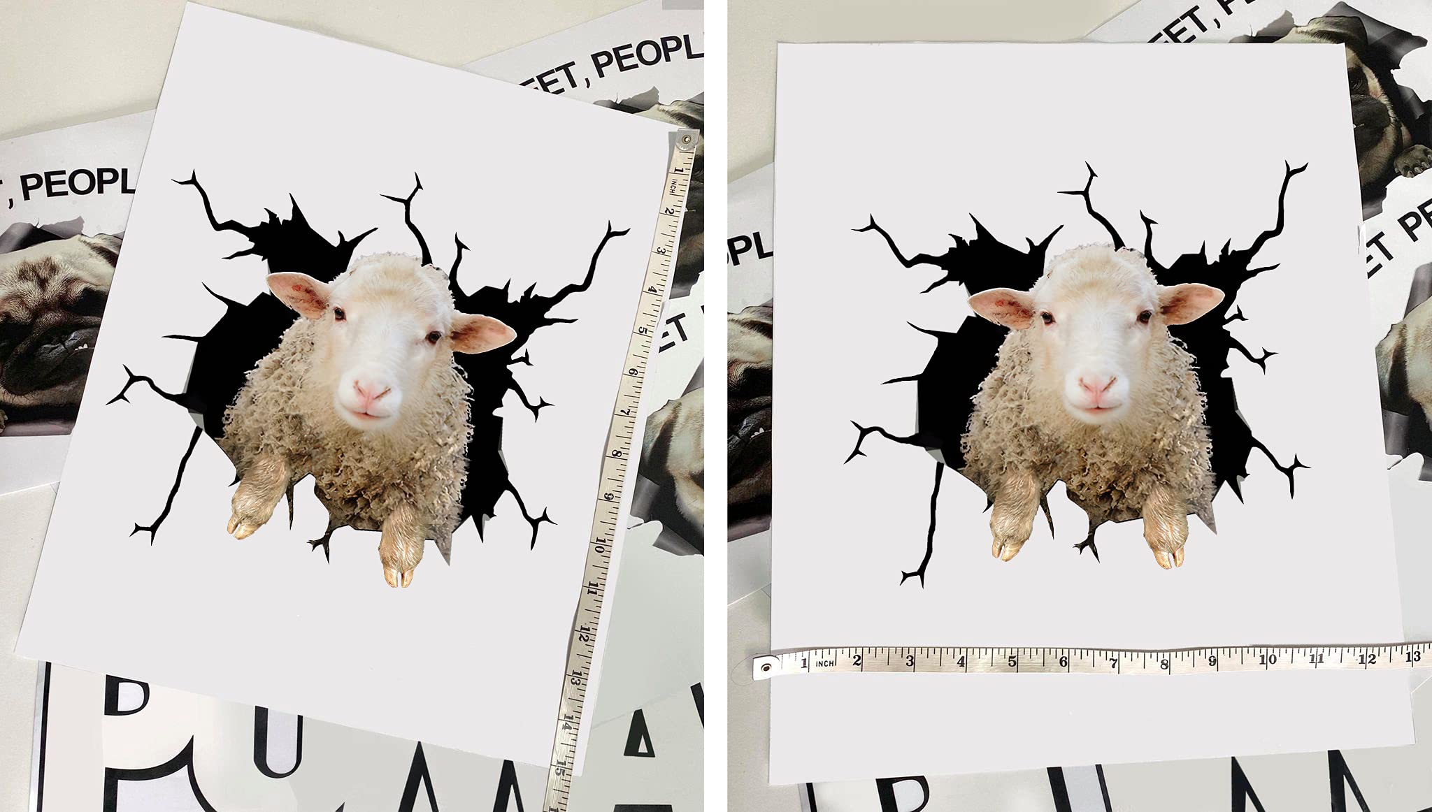 Sheep Car Decals - Farm Animal Stickers Pack of 2 for Windows, Walls, Laptops - 12