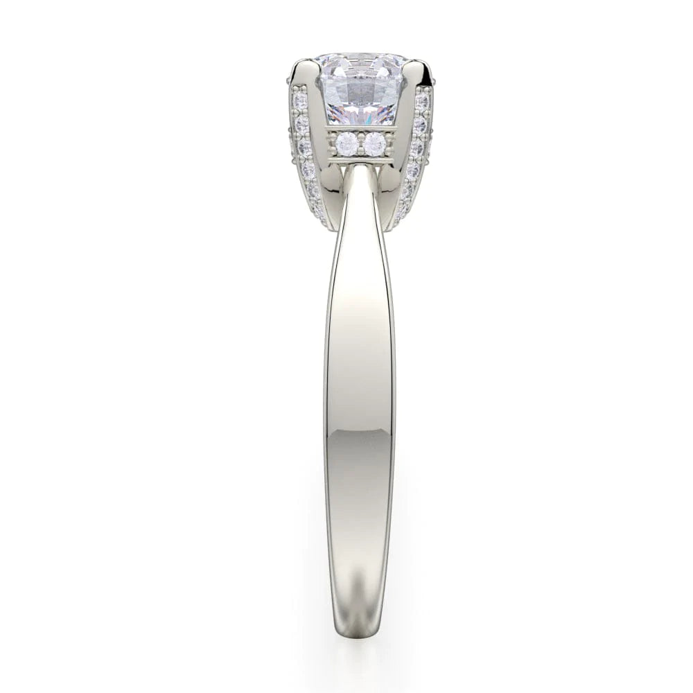 Pave Diamond Basket Engagement Ring - 14K White Gold Wedding Band for Women | Perfect for Proposals, Anniversaries & Bridal Jewelry