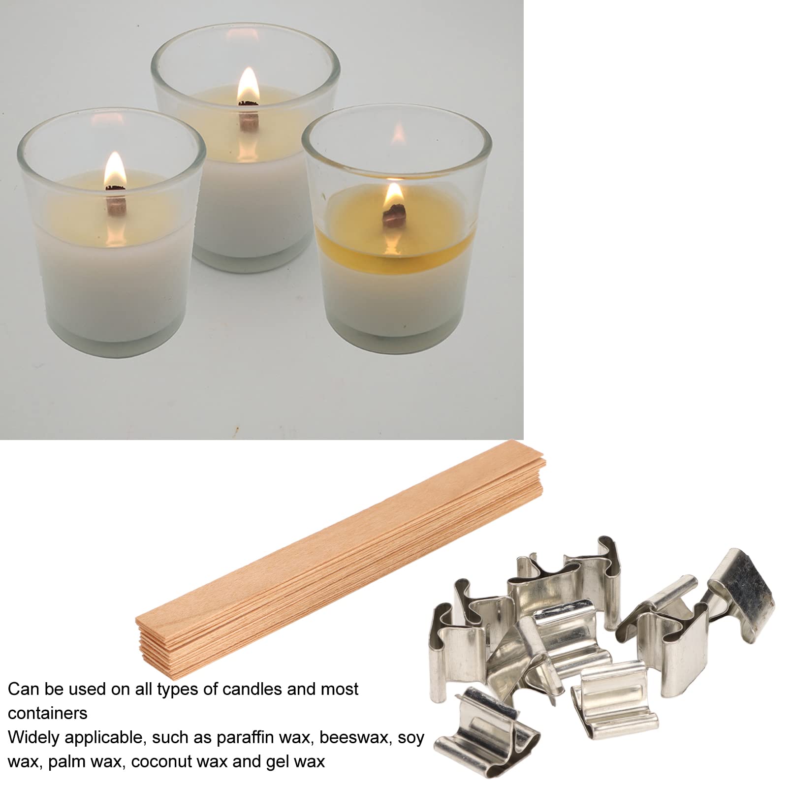 33Pcs Natural Wooden Candle Wicks for DIY Candle Making - Eco-Friendly, Smokeless, Biodegradable with Metal Base - Perfect for Home Decor, Gifts, and Relaxation