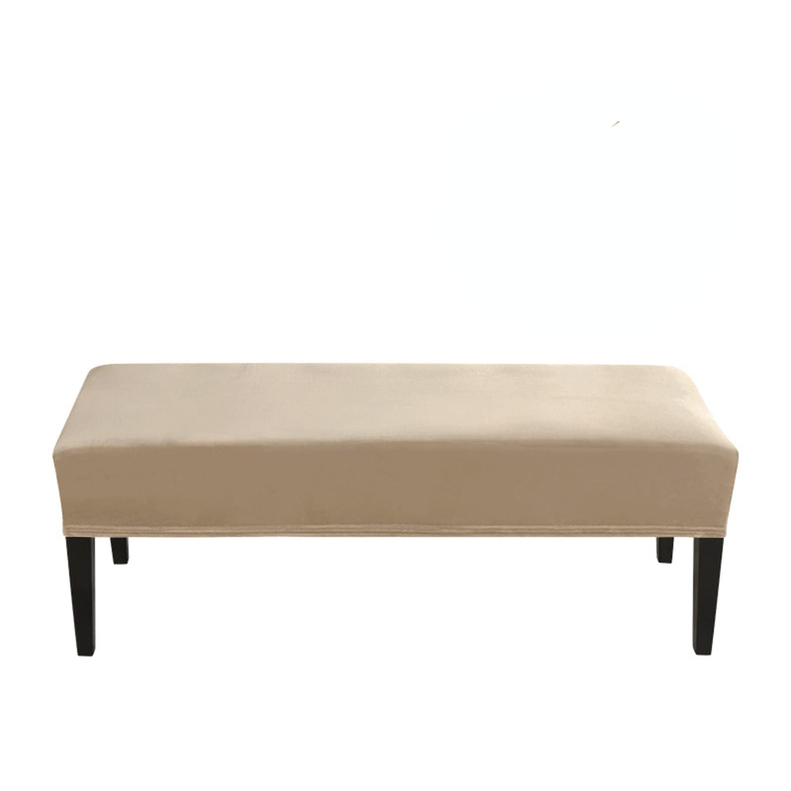 Velvet Stretch Bench Cover - Washable for Home, Office, Hotel (Beige)