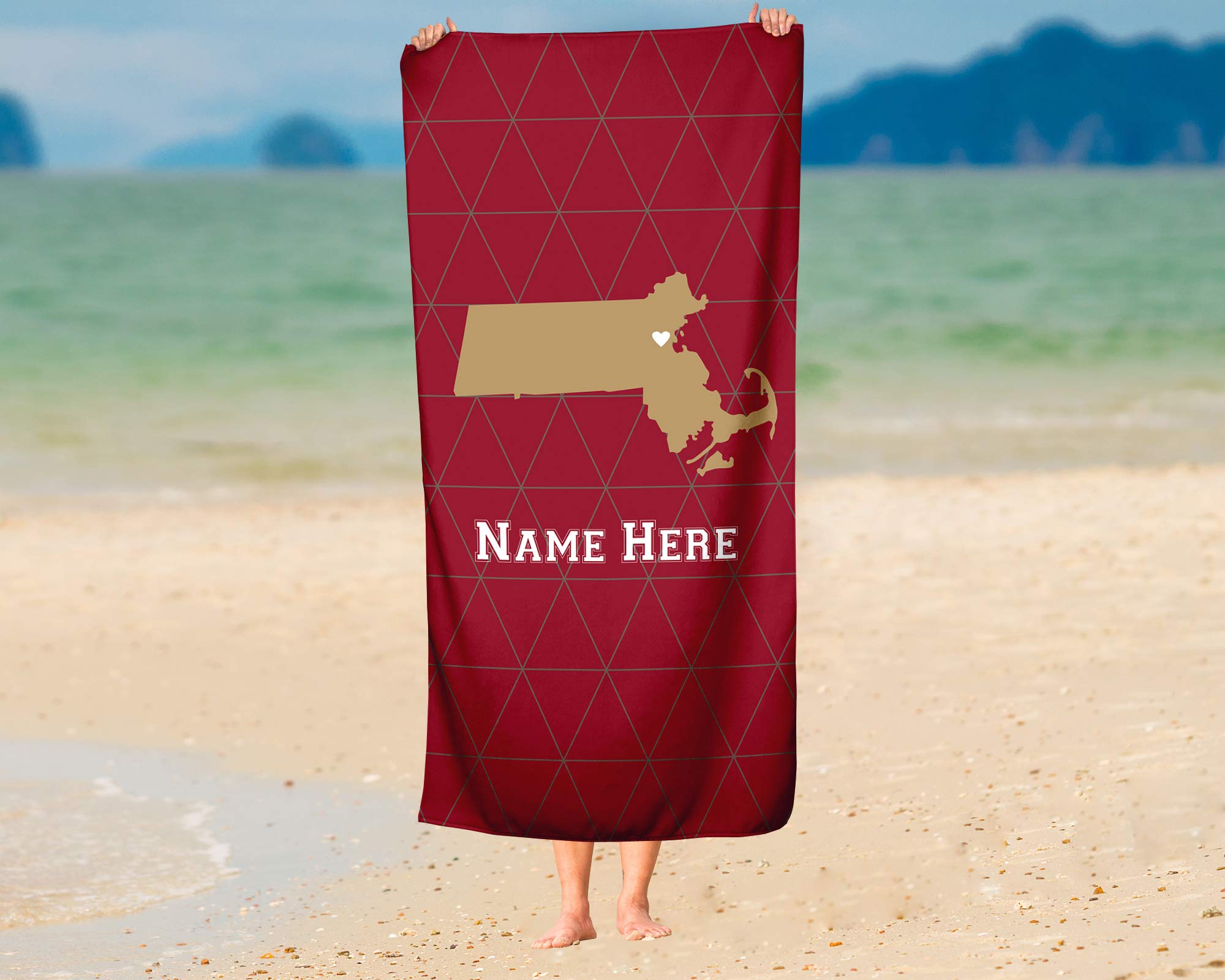 Boston Massachusetts State Pride Custom Beach & Bath Towel - Personalized Medium & Large Towels for Adults, Kids, College, Football & Basketball Fans | Perfect for Beach Trips, Poolside Lounging & Sports Events