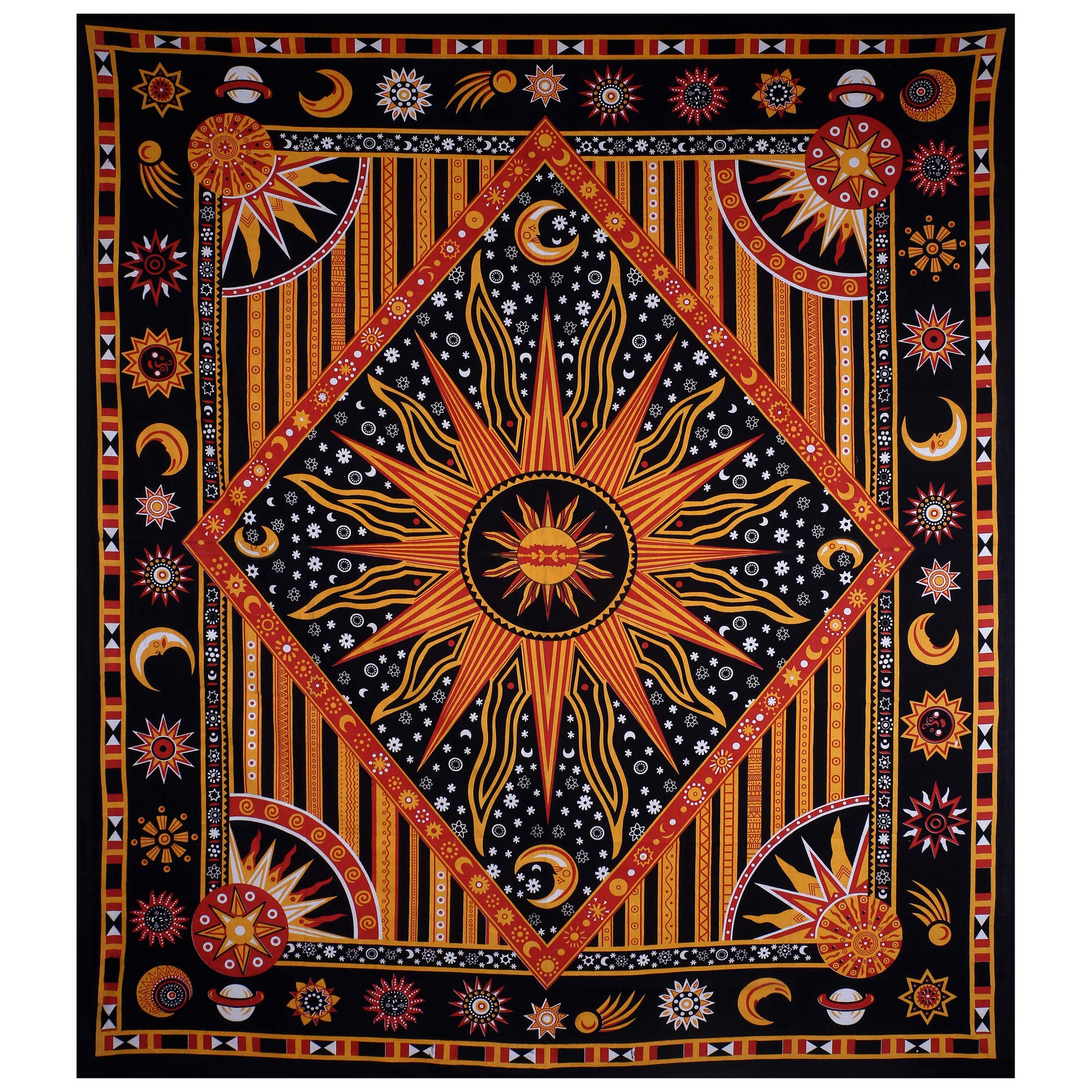 Celestial Tie Dye Tapestry - Moon Star Boho Wall Hanging for Bedroom & Dorm Decor