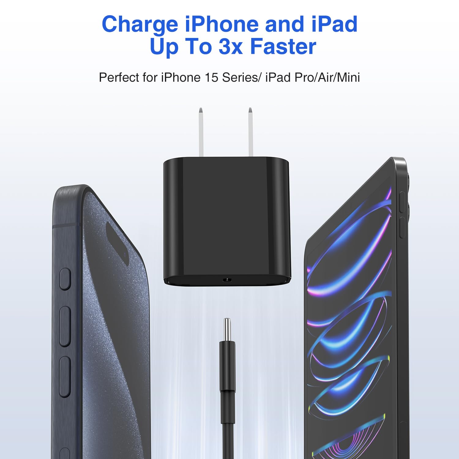 Fast Charging USB C Charger for iPhone 16/15/14 - 10FT USB C to C Cable - Compatible with iPhone 15 Pro/Pro Max/Plus, iPad Pro 12.9/11, iPad Air 5th - Grey | Perfect for Home, Office & Travel Charging