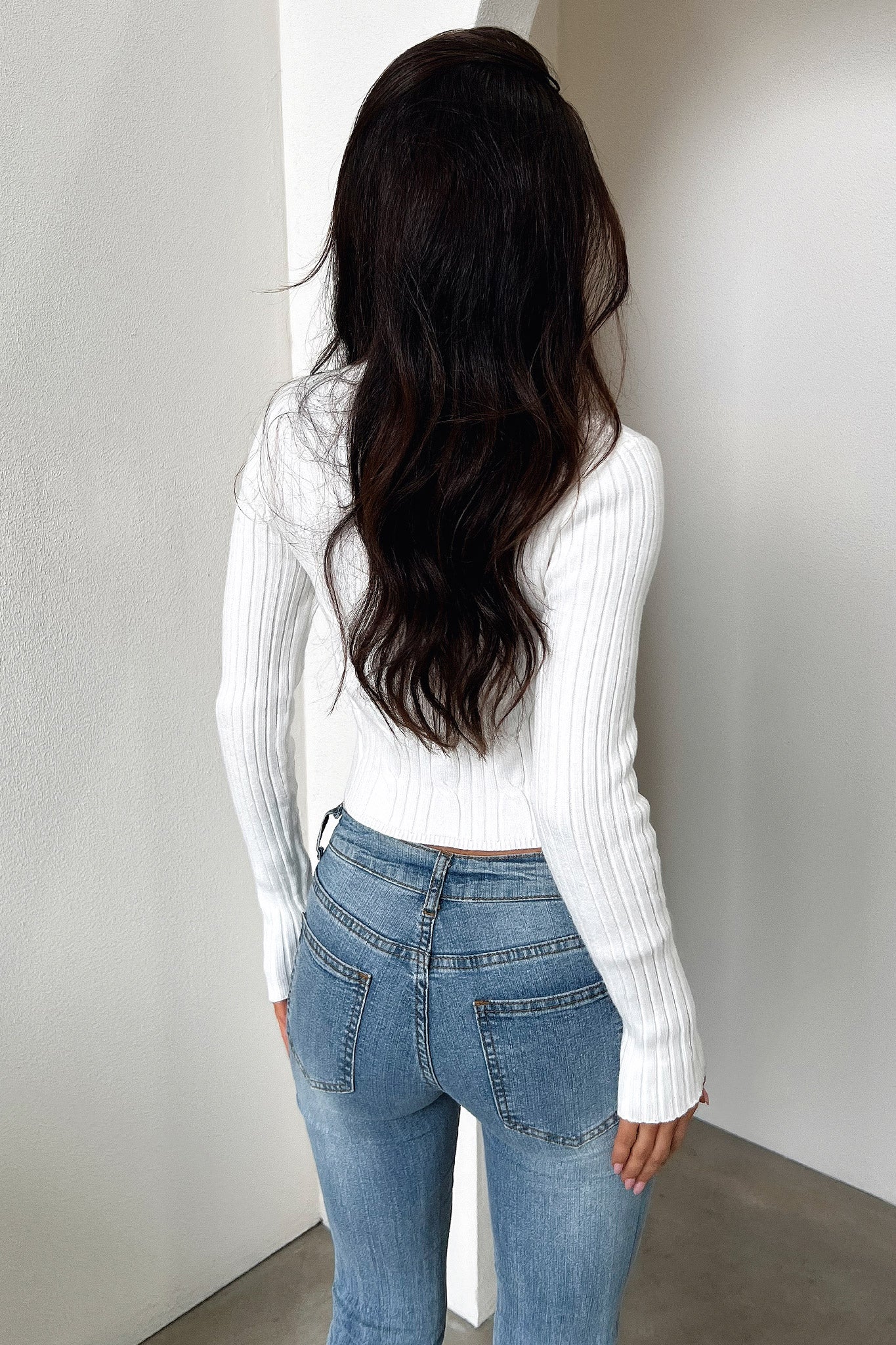 Kathy Knit Zip Up Sweater - Cream Color Women's Cardigan | Cozy Fall & Winter Fashion for Casual Outfits and Layering