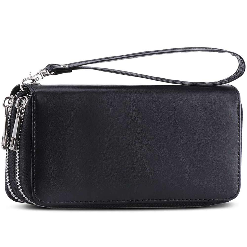 XEYOU Women's Double Zipper Long Clutch Wallet with Removable Wrist Strap - RFID Blocking Phone Wallet for Credit Cards, Cash & Coins - Perfect for Travel, Shopping and Night Out