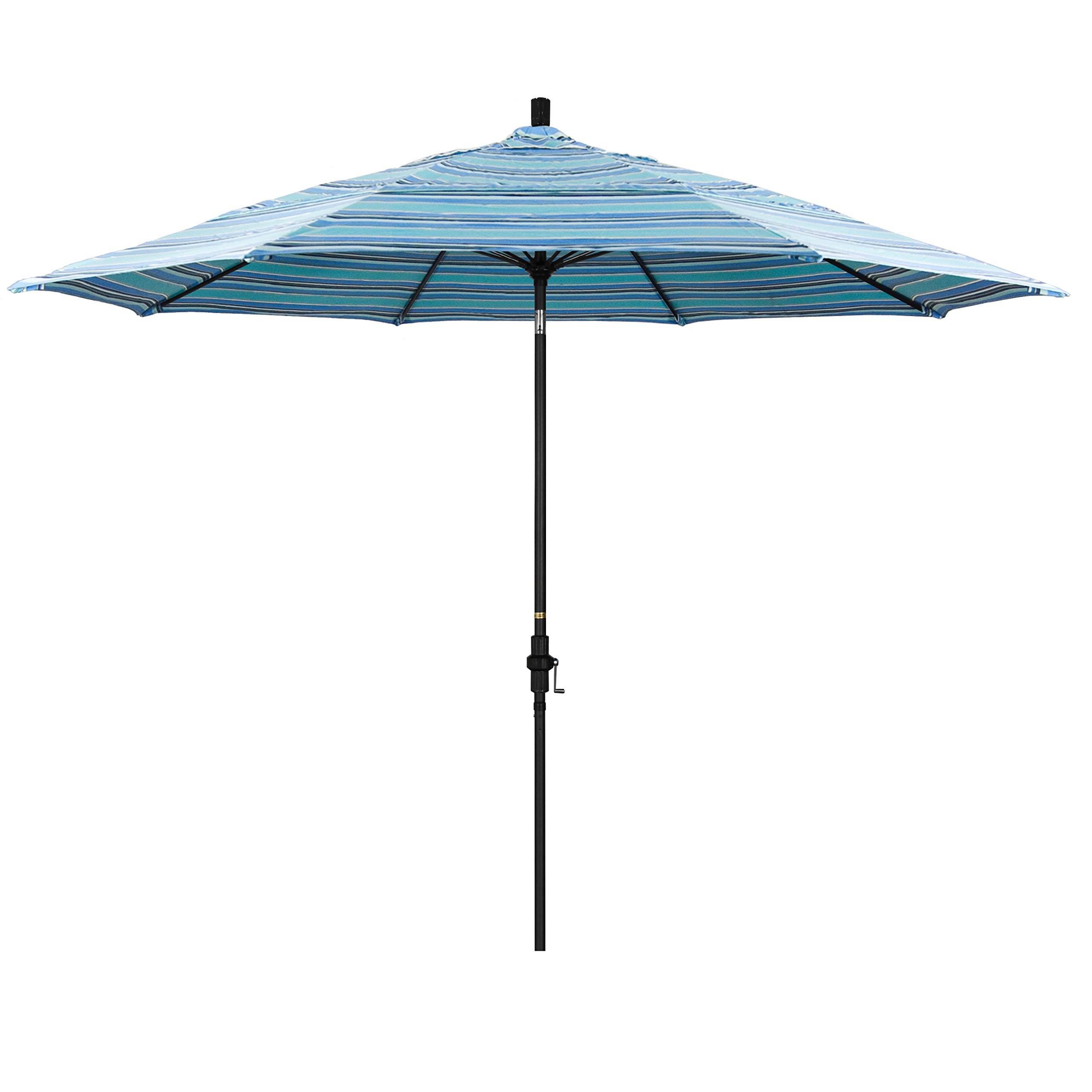 11' Round California Umbrella with Crank Lift & Tilt Collar - Aluminum Pole & Fiberglass Ribs - Sunbrella Dolce Oasis Black Patio Umbrella - Perfect for Poolside, Backyard, and Outdoor Dining Areas