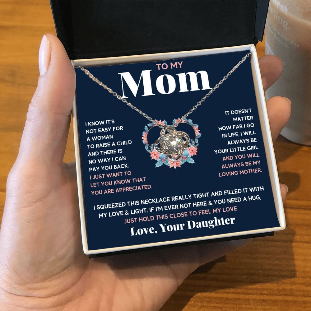 Mother Daughter Necklace Set - Sterling Silver Heart Pendant Jewelry Gift for Mom, Birthday, Christmas & Mother's Day - Engraved Message Card & Gift Box Included - Perfect for Anniversaries, Valentine's Day & Special Occasions