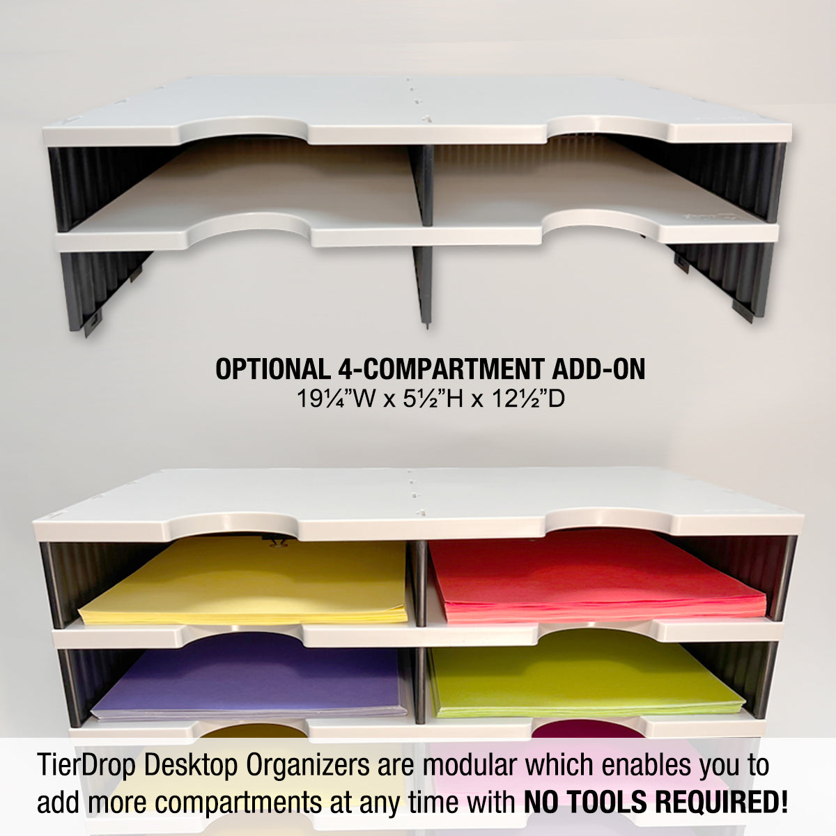Ultimate Office TierDrop Desktop Organizer - 6 Compartment Letter Tray for Forms, Mail & Classroom Supplies with Riser Storage Base - Perfect for Office, Home & School Organization