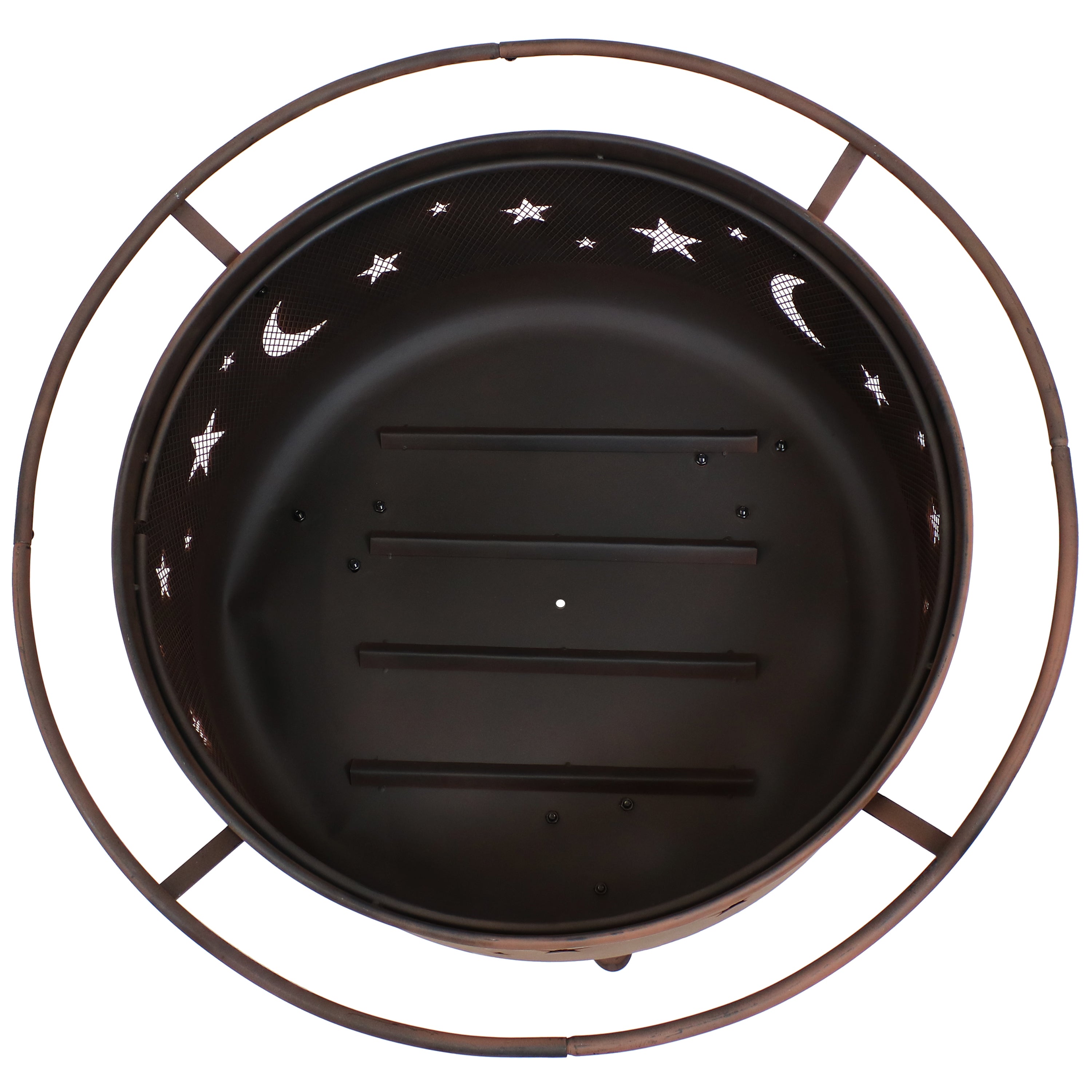 Sunnydaze 30 Inch Cosmic Cooking Fire Pit with Grill Grate & Spark Screen - Outdoor Camping, Backyard BBQ, and Patio Bonfire Cooking Accessory