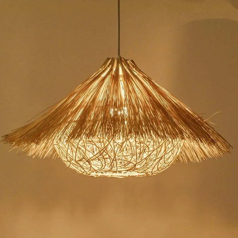 Stylish Rattan Pendant Light with Umbrella Cover - Perfect for Dining Room, Kitchen Island & Boho Home Decor