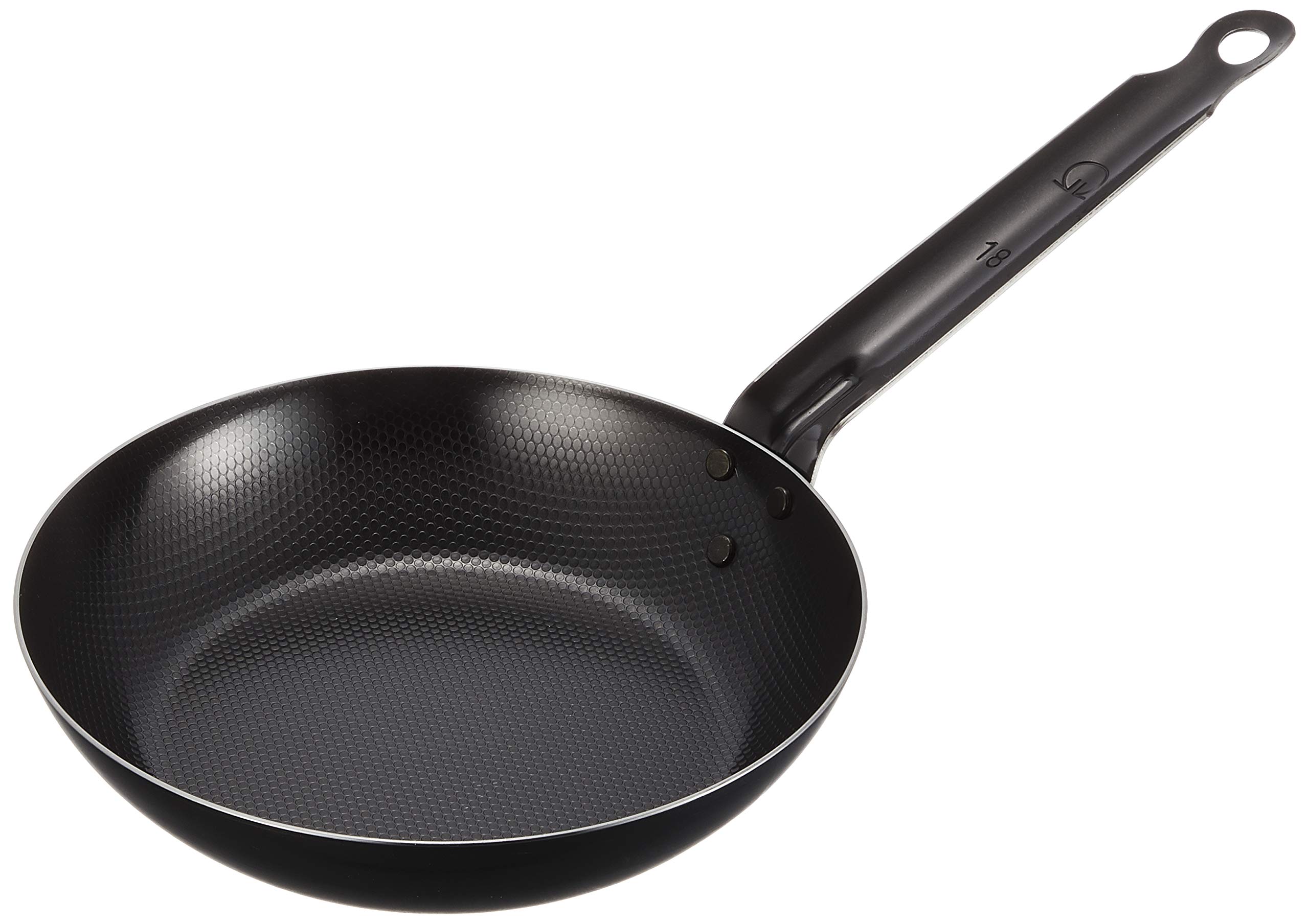 Endoshoji TKG AHLJ718 7.1 Inch Non-Stick Iron Frying Pan - Textured Embossed Surface for Better Heat Distribution, IH Compatible, 7.2 x 1.5 Inch Cooking Area - Perfect for Searing Steaks, Frying Eggs & Pancakes