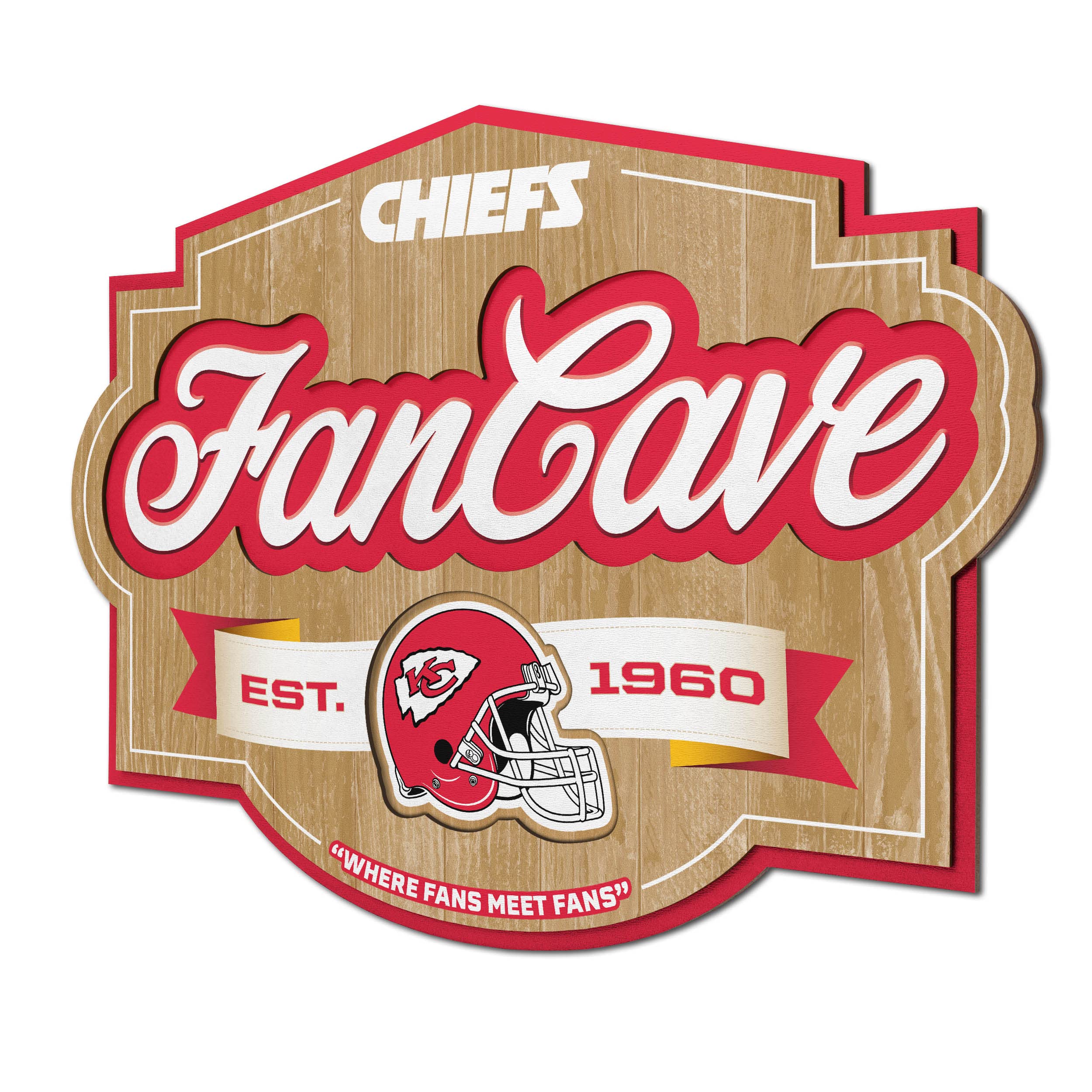 YouTheFan NFL Kansas City Chiefs Fan Cave Sign - Premium Team Logo Wall Decor for Chiefs Fans - Perfect for Game Room, Man Cave, Sports Bar & Home Decor