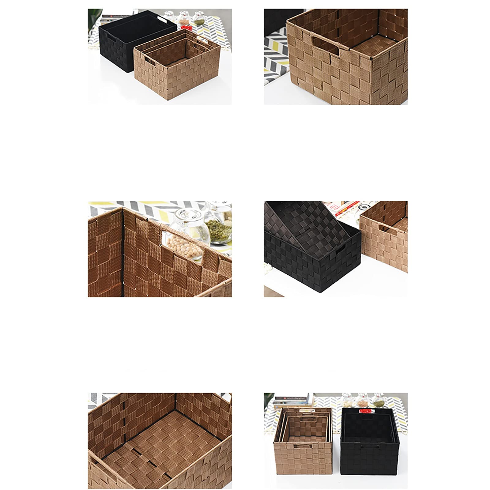 Fabric Storage Basket - Nylon Woven Organizer Box for Books, Clothes & Home Organization (30.5×20.5×12.5cm) | Perfect for Dorm, Closet, Office & Kids Room Storage Solutions