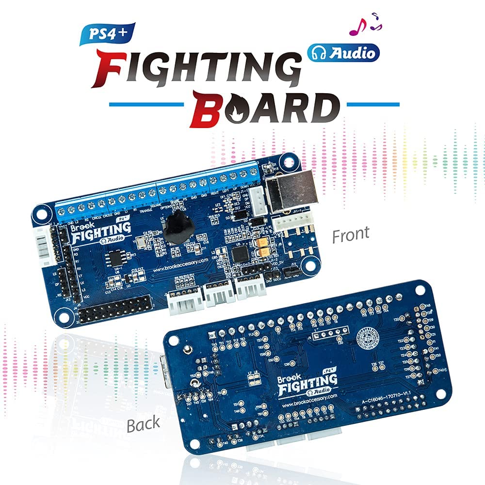 Brook PS4+ Audio Fighting Board - Pre-Installed Header Version for PS4/PS5 Arcade Sticks - Perfect for Fighting Games & Esports Tournaments