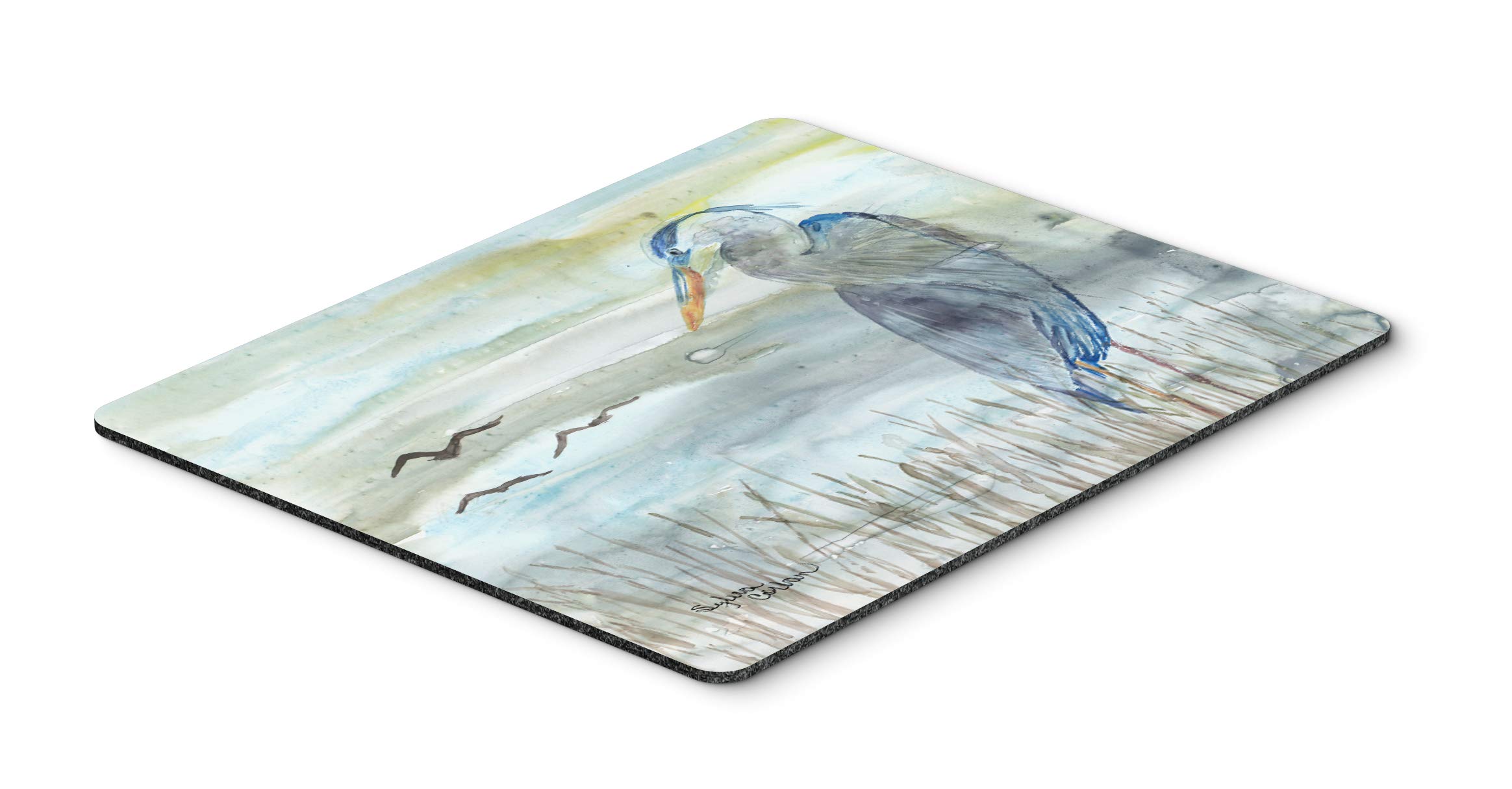 Blue Heron Watercolor Mouse Pad & Trivet - Large Washable Non-Slip Desk Mat for Home Office, Gaming, Computer & Laptop Use - Perfect Workspace Accessory for Artists & Professionals