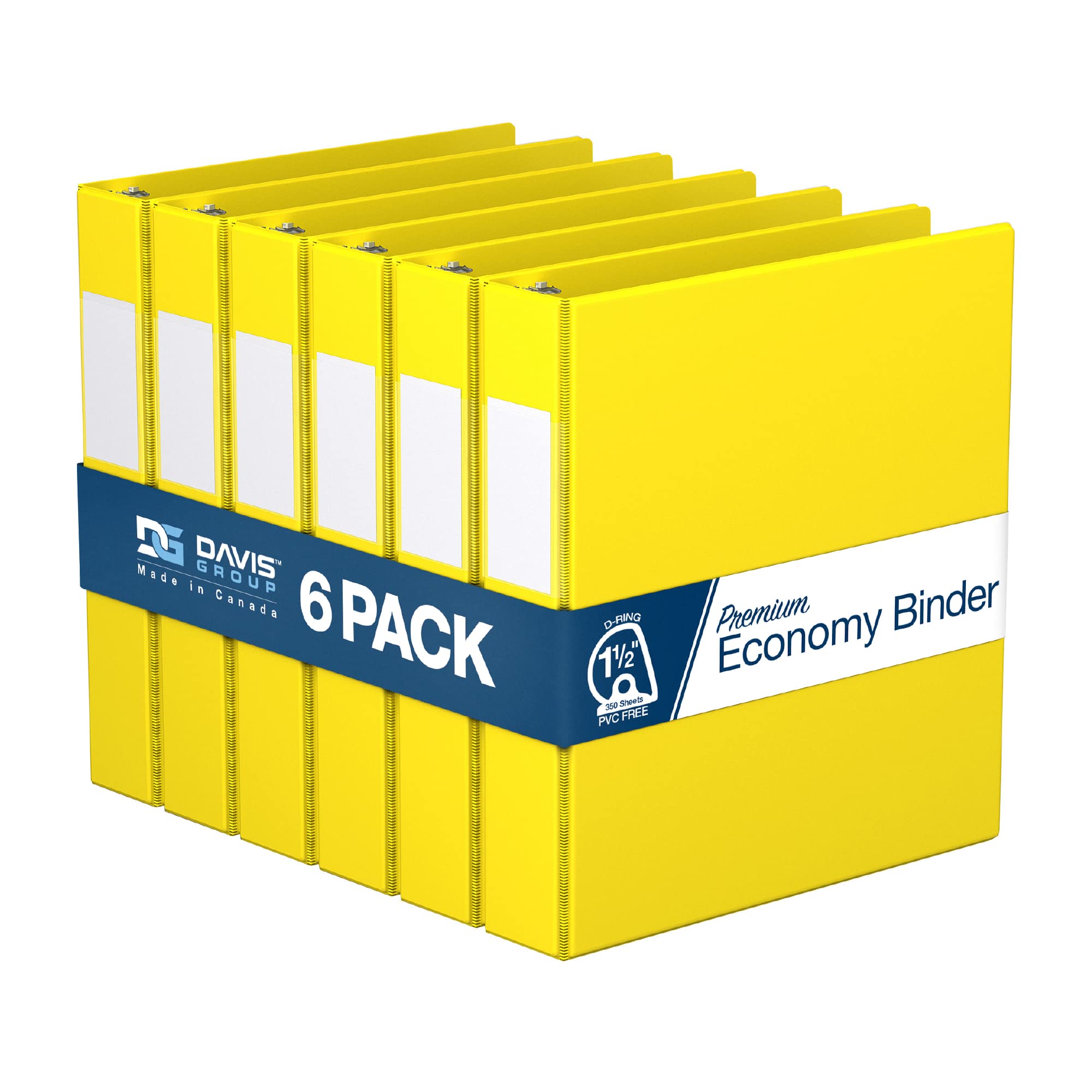 Premium 1.5-Inch 3-Ring Binders - D Ring Notebook Organizer for School, Office & Home - 6-Pack Colored Binders (Yellow) - Perfect for Document Storage, Student Projects & Office Organization