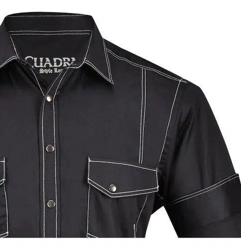 CM00063 Cuadra Black Fashion Cowboy Cotton Shirt for Men - Western Style Casual Wear for Rodeo, Party & Outdoor Adventures