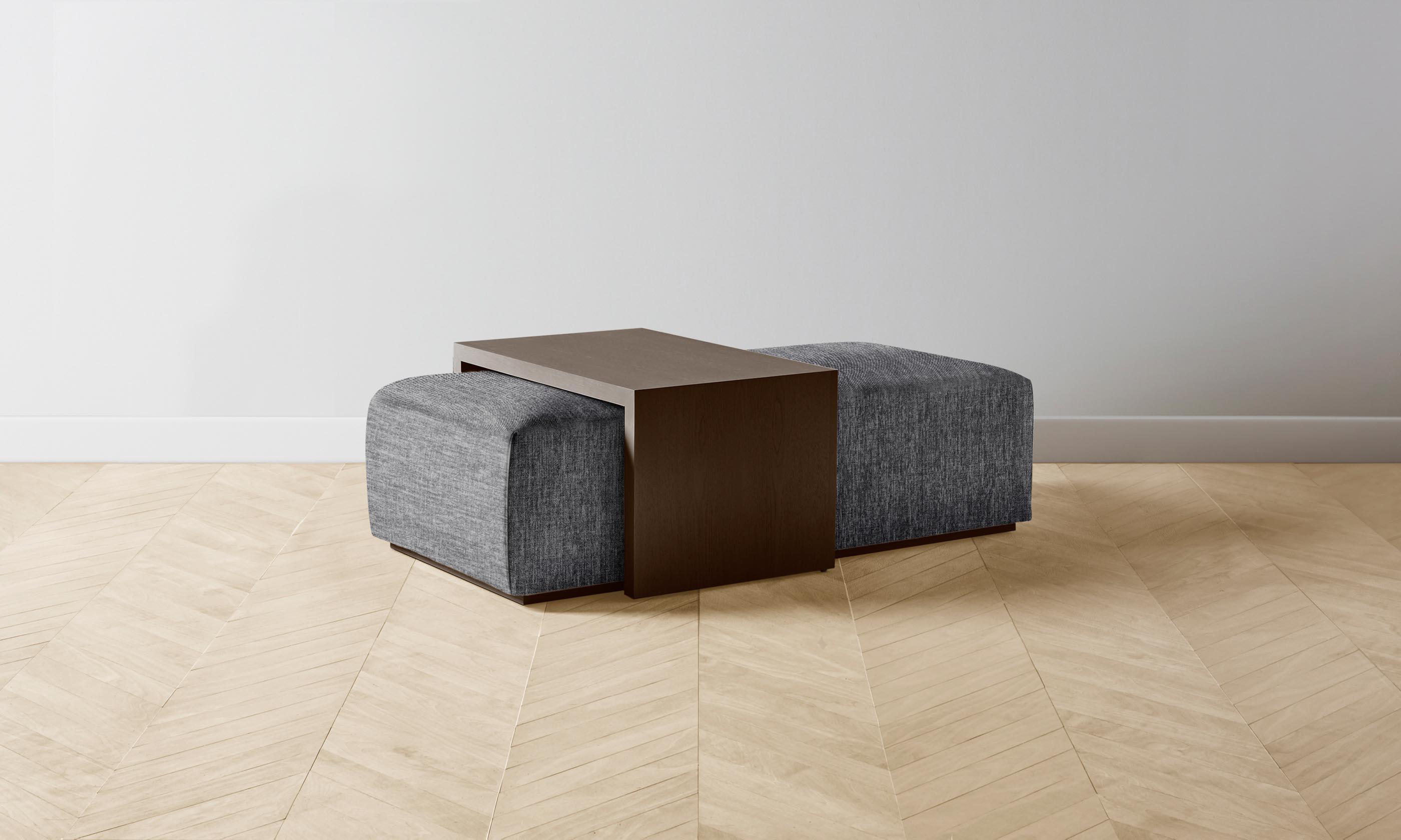 The Bowery Ottoman - Performance Tweed Smoke Upholstered Storage Bench for Living Room, Bedroom & Entryway - Stylish & Functional Home Decor