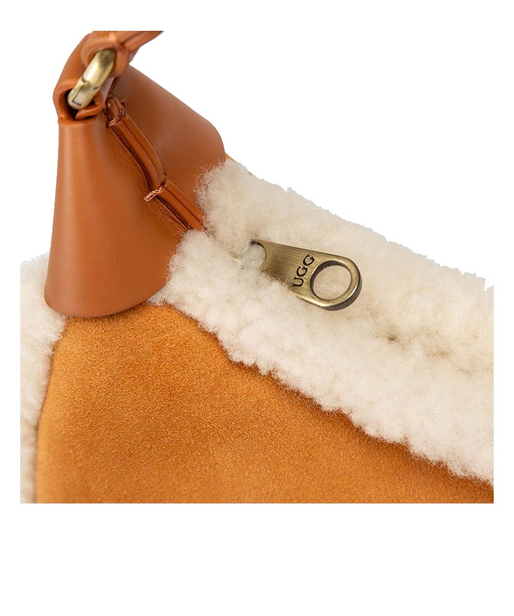 UGG Bek Shearling Bag for Women - Genuine Sheepskin Leather Crossbody Purse with Faux Fur Trim, Fashionable & Cozy Handbag for Winter, Fall, and Everyday Use