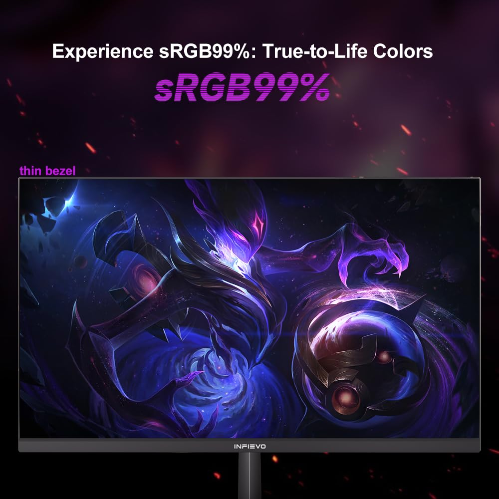 27 Inch Gaming Monitor FHD 1080P 180Hz IPS 1ms Response - FreeSync, Ultra-Thin Design, VESA Mount, Tilt Adjustable, Eye Care Technology - Perfect for PC Gaming, Esports & Home Office Setup (HDMI/DP)