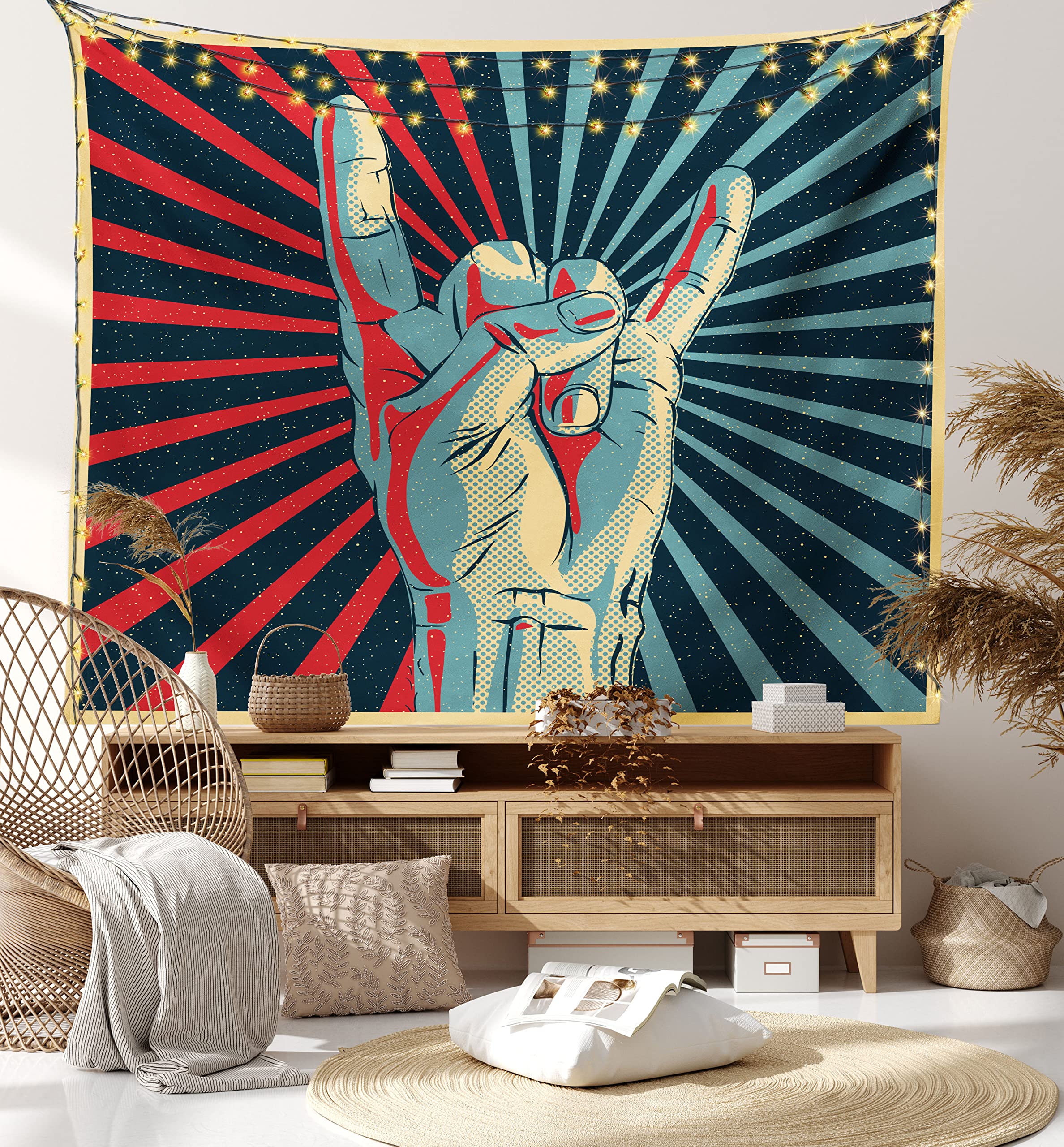 Ambesonne Rock Music Tapestry - Heavy Metal Wall Art for Bedroom & Dorm Decor