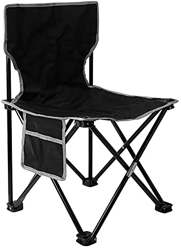 Portable Folding Camping Chair - Lightweight Outdoor Beach Chair for Fishing, Picnic, Garden & Travel with Side Pocket - Perfect for Camping, Backyard, Sports Events (Black)