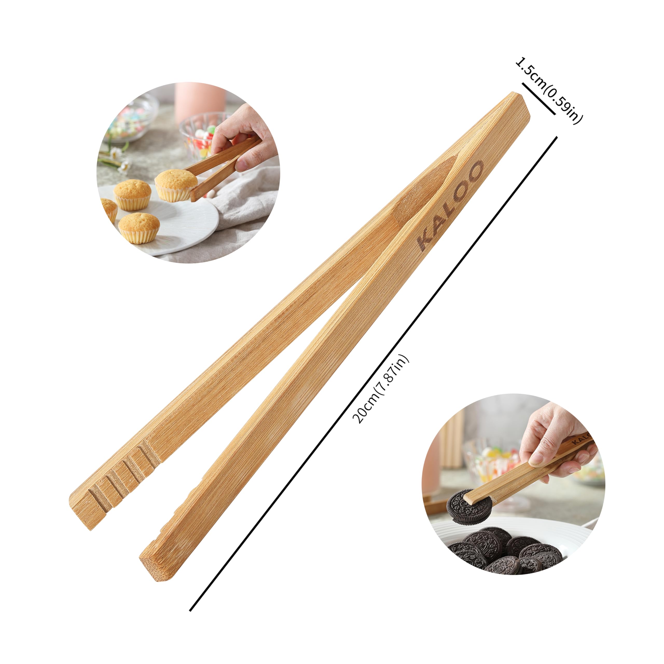 2PCS Reusable Wooden Toaster Tongs - 8 Inch Bamboo Cooking Tongs for Bread, Bacon, Muffins, Cheese & More - Heat Resistant Kitchen Utensils for Toaster, Grill & Camping